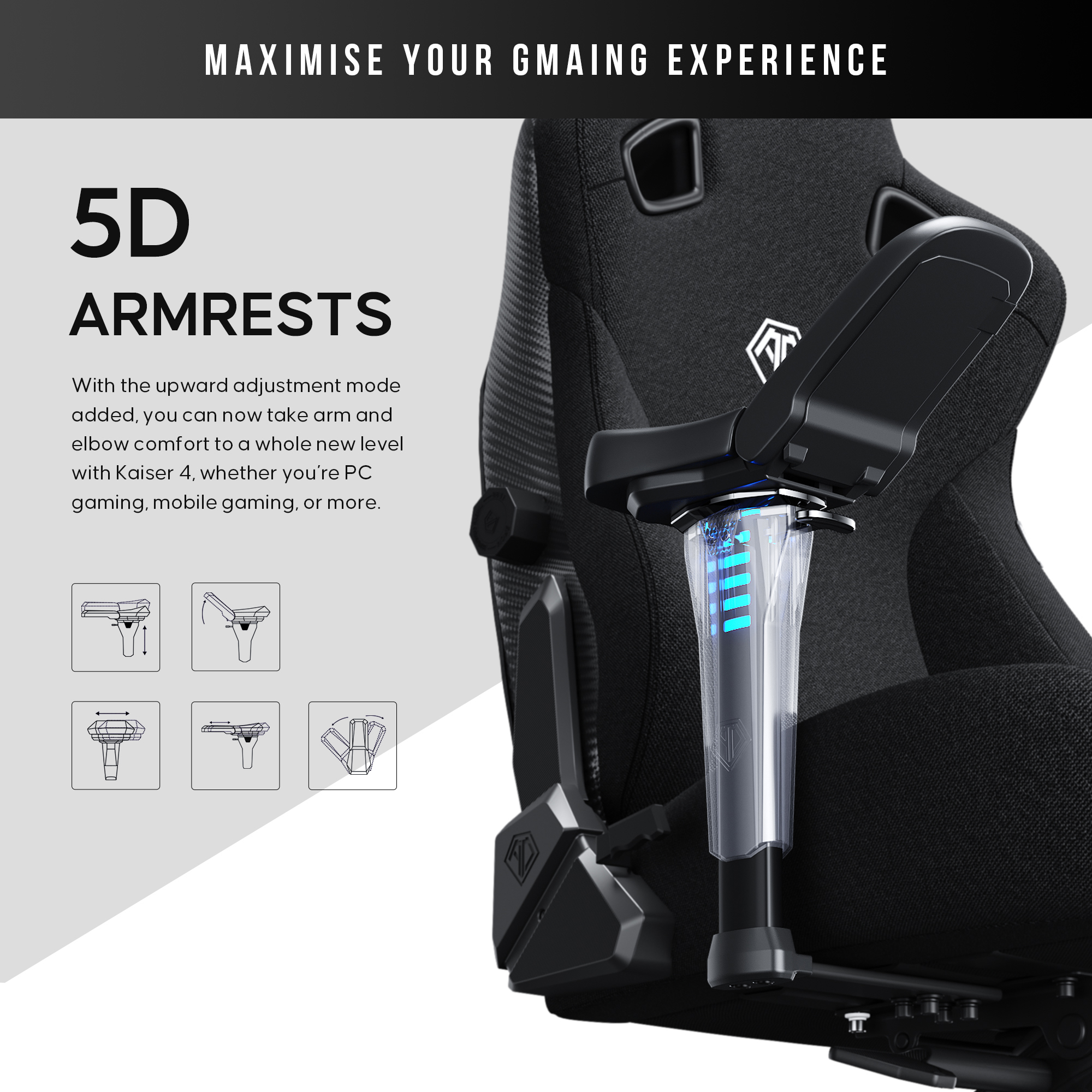 Крісло геймерське Anda Seat Kaiser 3 Pro XL Fabric Black (871380175) дешево