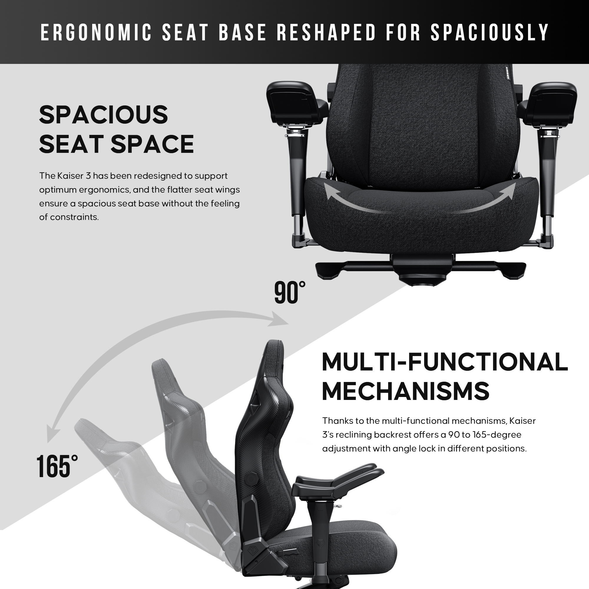 Крісло геймерське Anda Seat Kaiser 3 Pro XL Fabric Black (871380175) купить