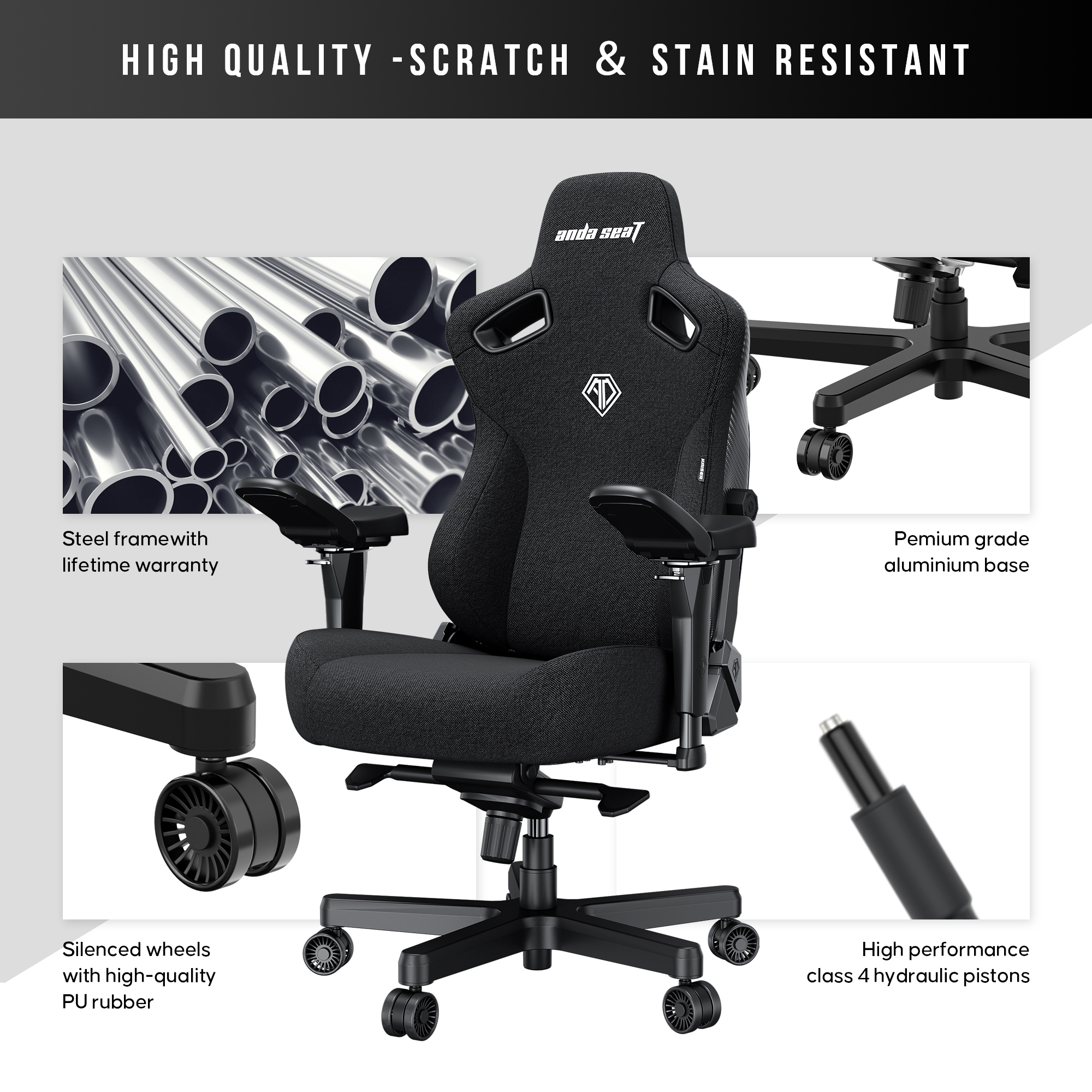 Крісло геймерське Anda Seat Kaiser 3 Pro XL Fabric Black (871380175) фото