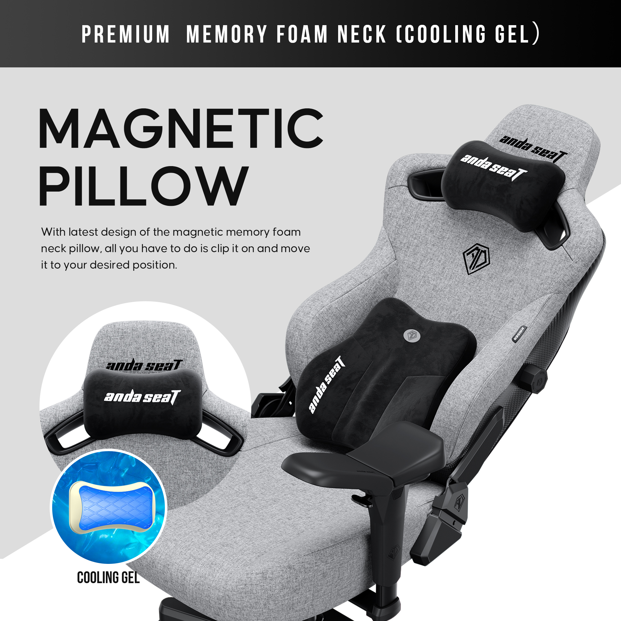 Крісло геймерське Anda Seat Kaiser 3 Pro XL Fabric Grey (871380174) в Украине