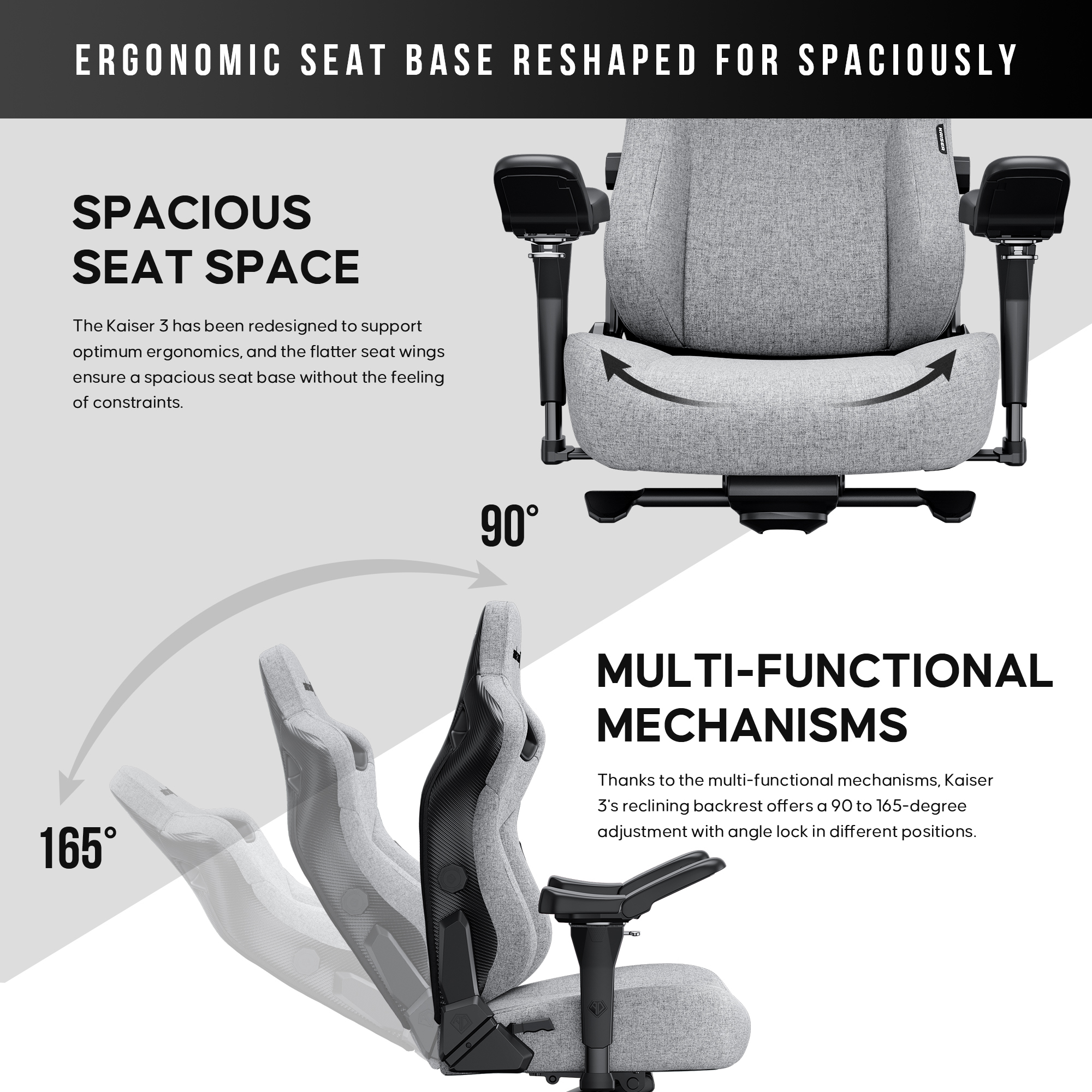 Крісло геймерське Anda Seat Kaiser 3 Pro XL Fabric Grey (871380174) недорого