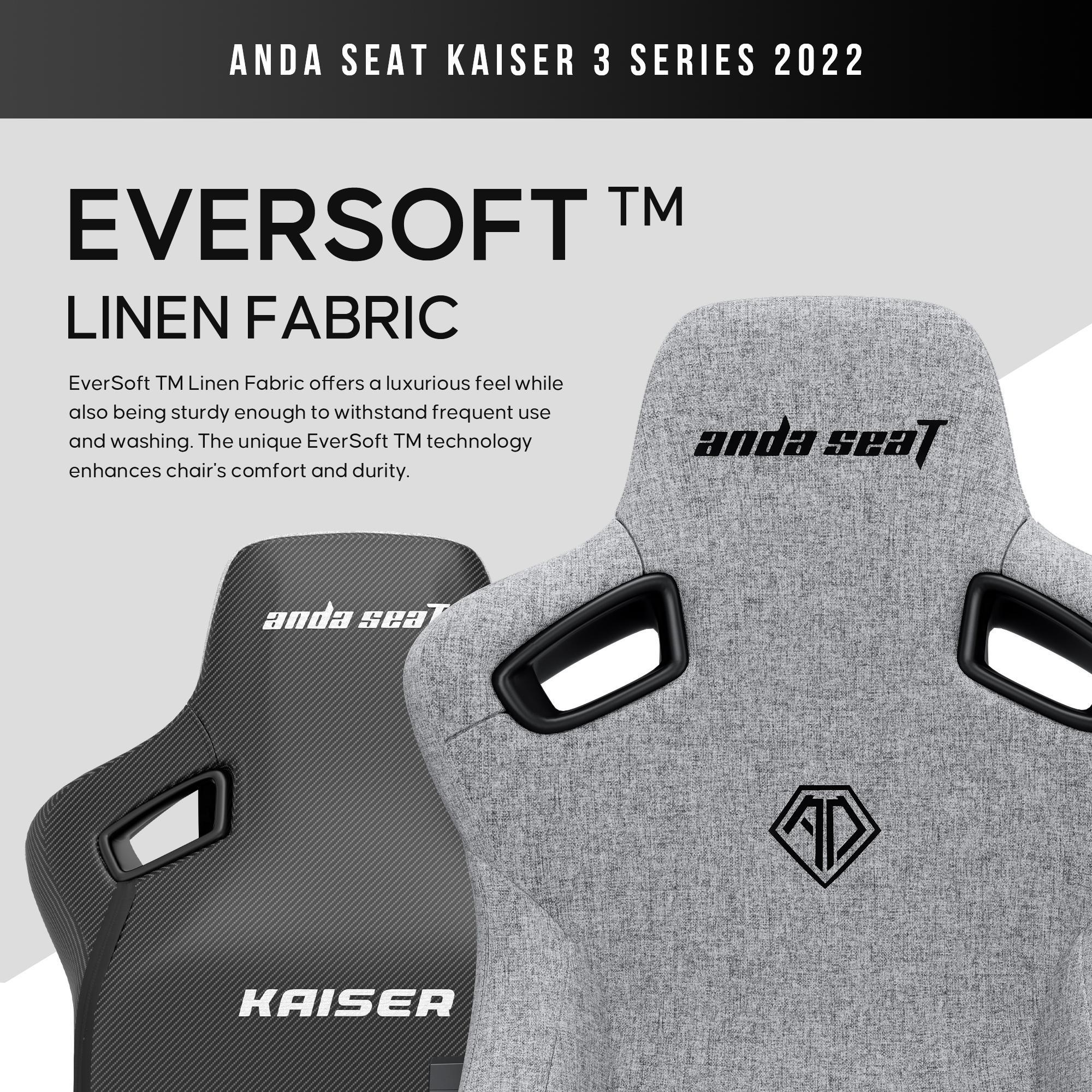 Крісло геймерське Anda Seat Kaiser 3 Pro XL Fabric Grey (871380174) kupistul
