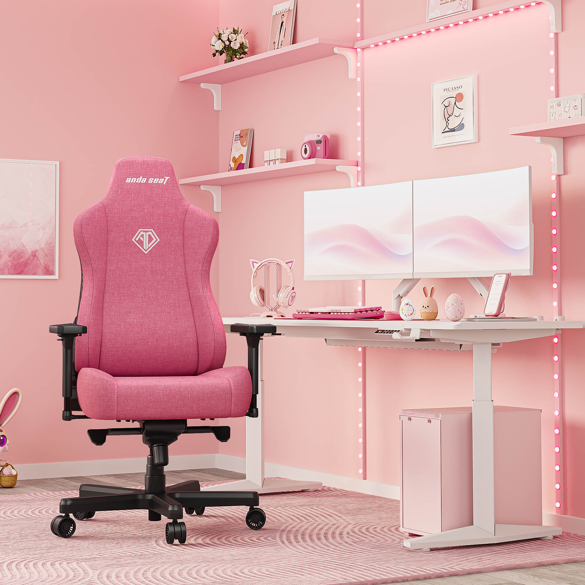 Крісло геймерське Anda Seat Kaiser 3E XL Linen Pink (871488087) цена