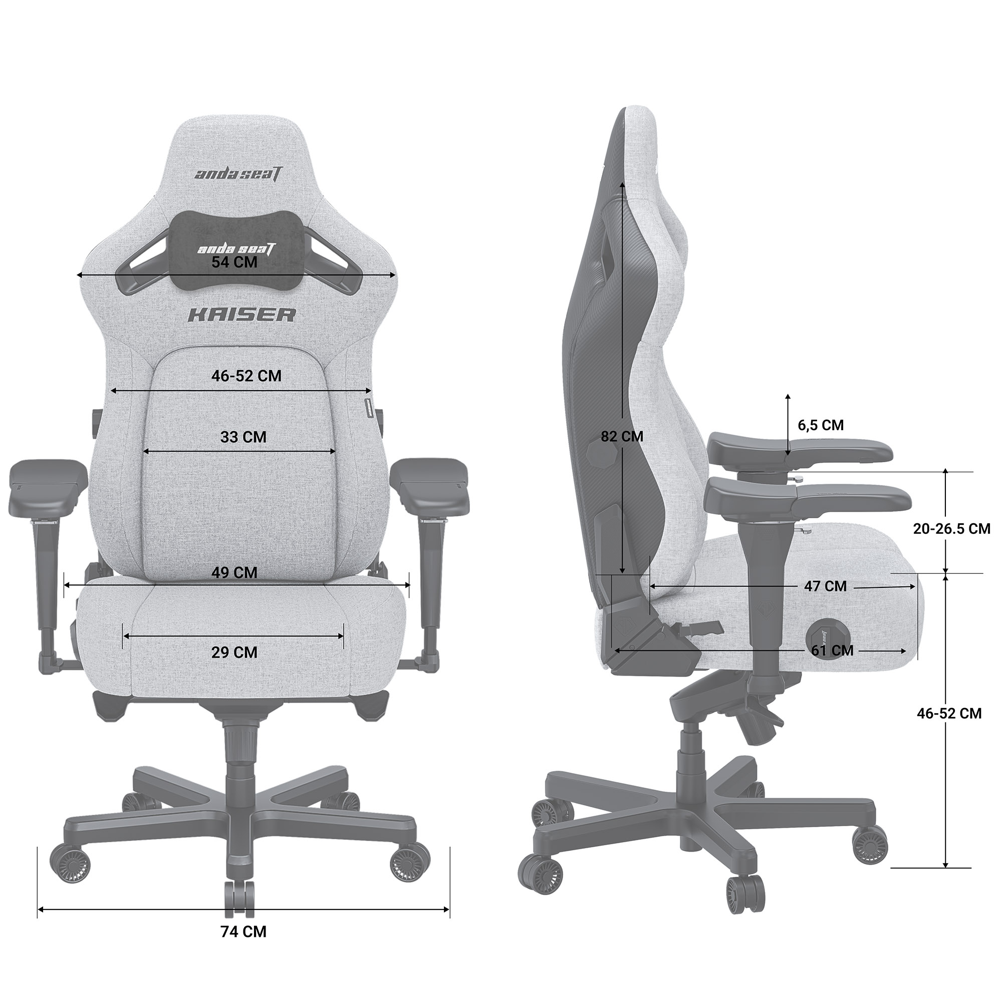 Кресло геймерское Anda Seat Kaiser 4 Size XL Linen Fabric Dark Grey (871485910) в Киеве