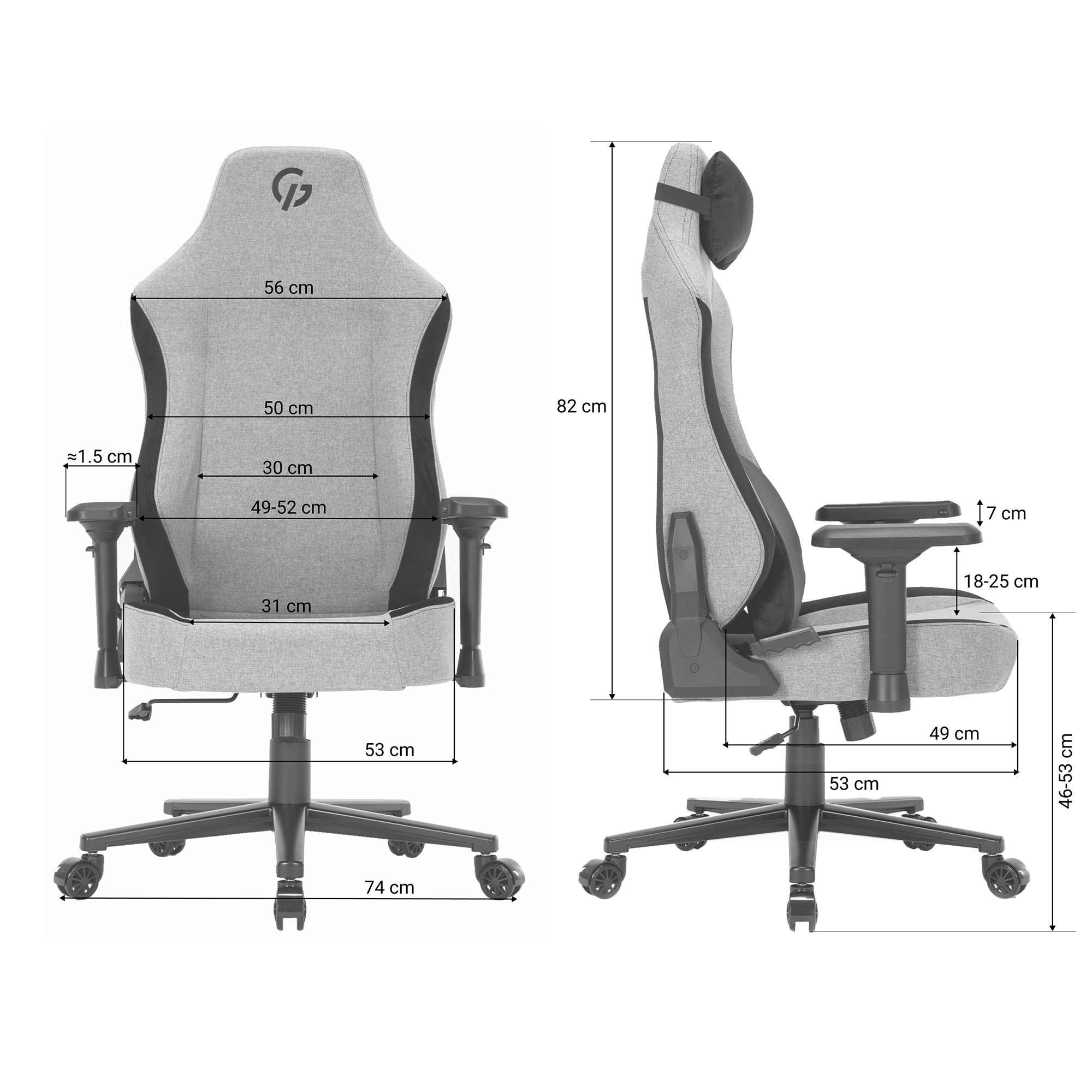 Кресло геймерское GamePro GC715 Linen fabric Dark grey (971033032) в интернет-магазине