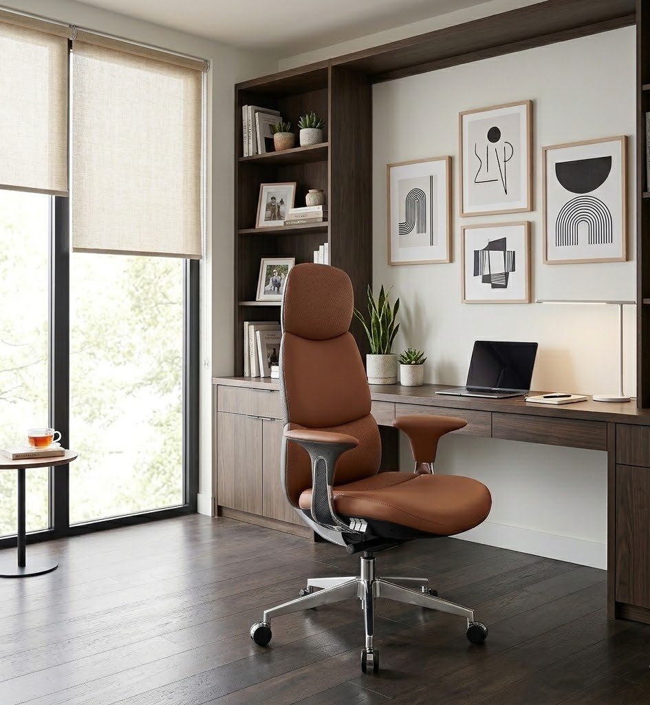 Крісло ICONTRON AURUM CHAIR Caramel graphite в офісі