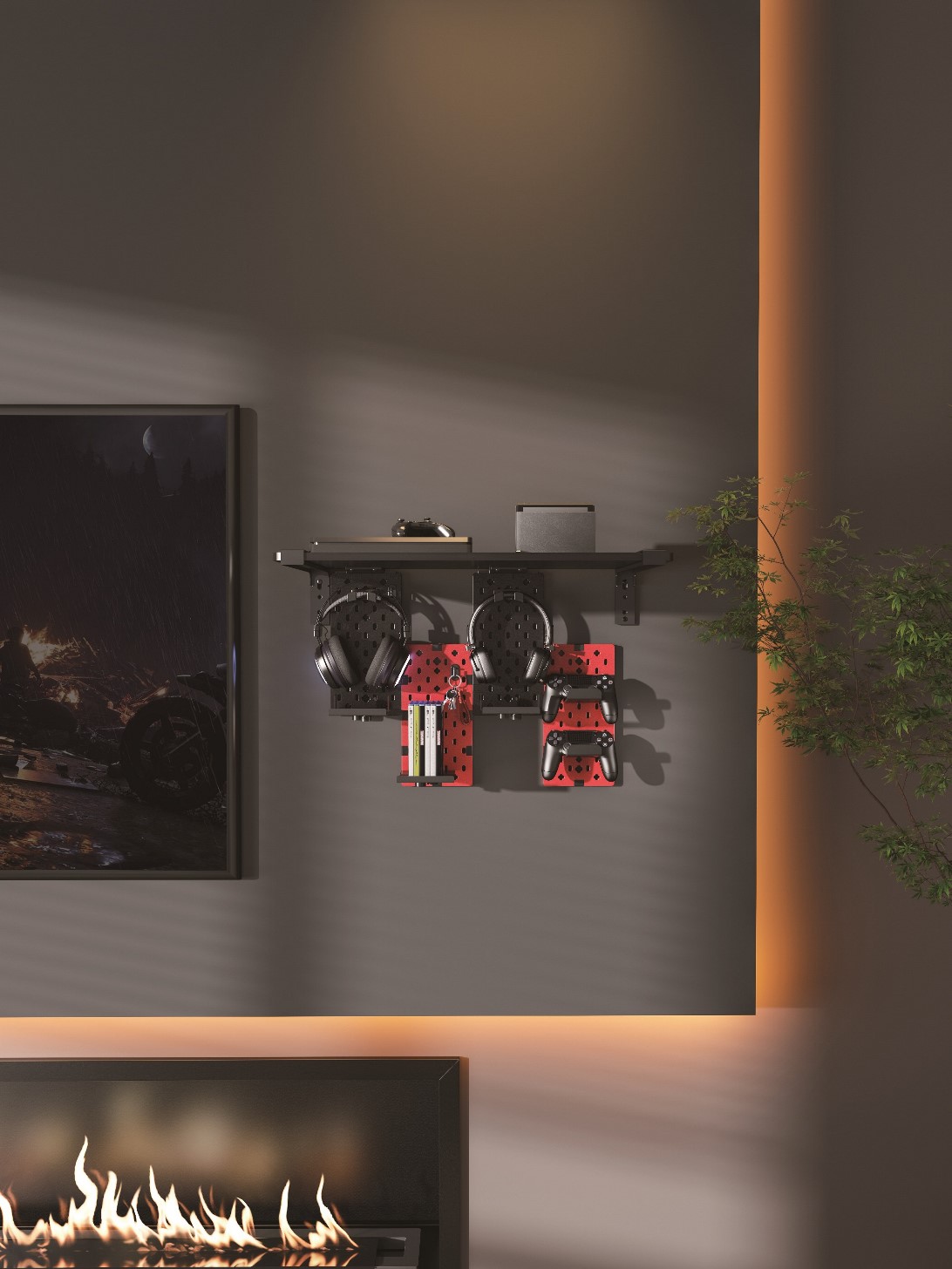 Настенная доска-органайзер с полкой OfficePro WSO188 Red, Black (1311407659) в Украине