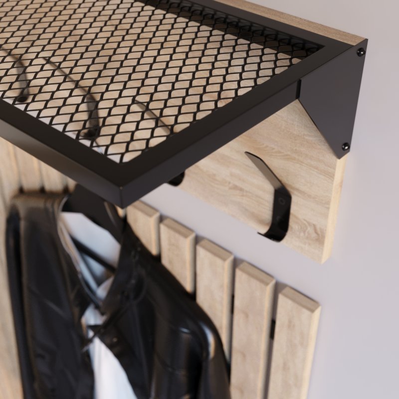 Настінний вішак ЛТ-99 Дуб Сонома, Чорний (68636216) недорого
