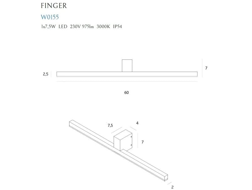 Настенный светильник FINGER 60 White (118865948) дешево