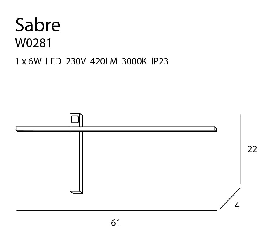Настінний світильник SABRE 61 Black (118865455) недорого