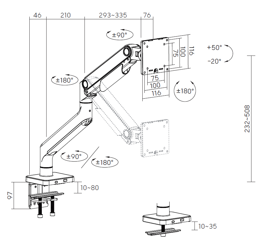Настольное крепление для монитора OfficePro MA712B 17-49'' Black (1311205429) в интернет-магазине