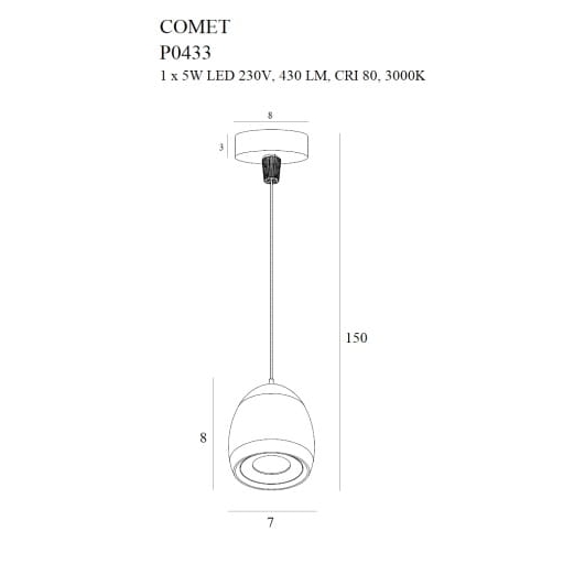Подвесной светильник COMET ROUND Black (118865860) недорого