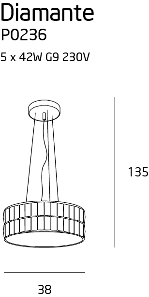 Подвесной светильник Diamante 38 Chrome (118865914) недорого