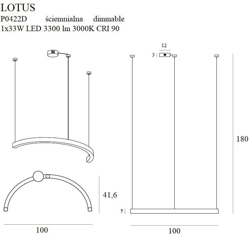 Підвісний світильник LOTUS 33W Gold (118866163) дешево