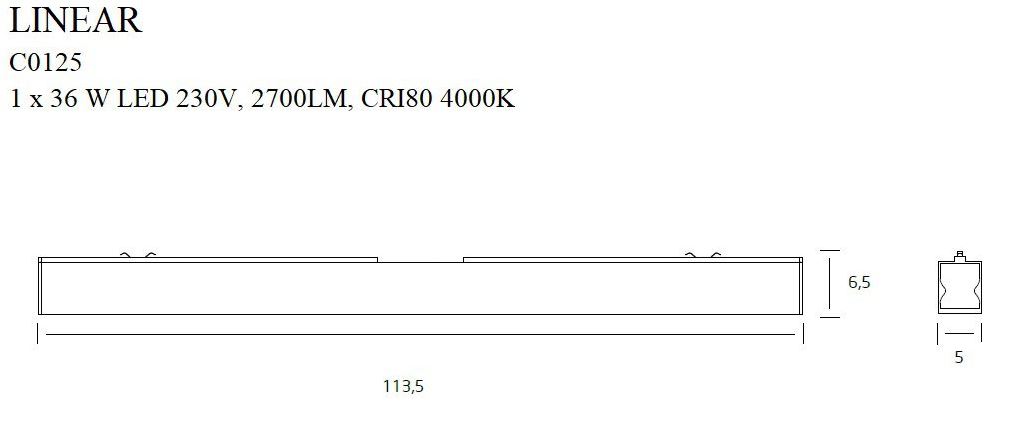 Потолочный светильник Linear 36W Black (118866021) недорого