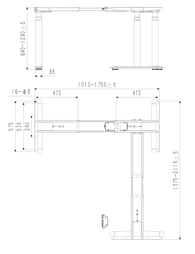 Регульована опора для столу ADAPWORK SmartDesk 3 Pro Max Чорний (1061483623) kupistul