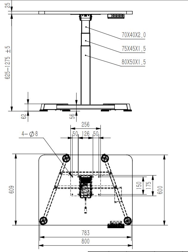 Регульований стіл ADAPWORK Smart 1L 1 Motor AdapDesk 80х60 25 мм Snow White (1061489121) kupistul