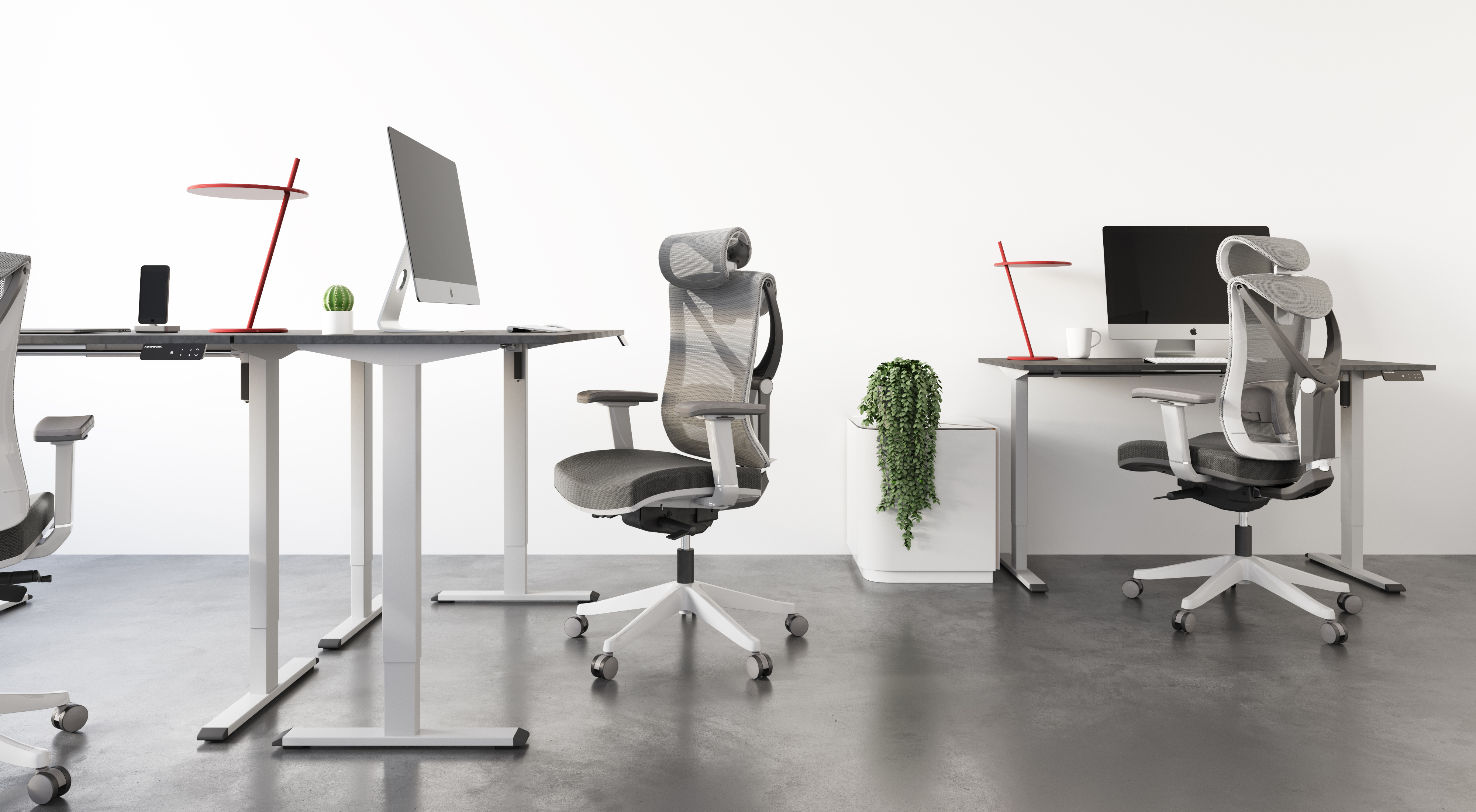 Регульований стіл ADAPWORK SmartDesk 18мм 136х66 Сірий бетон, Білий (106735883) цена