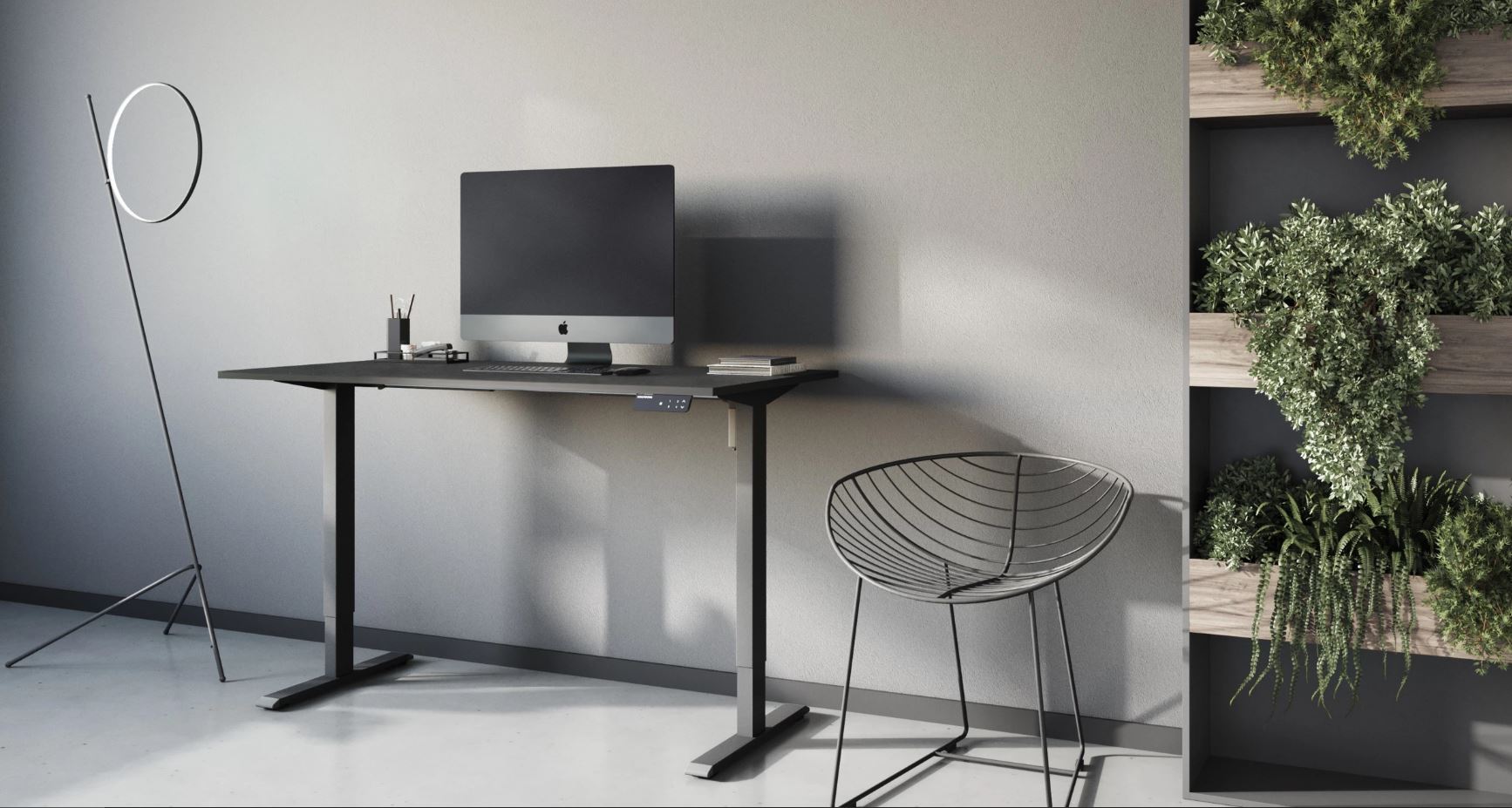 Регульований стіл ADAPWORK SmartDesk 2 18мм 136х66 Чорний бетон, Чорний (106936692) с доставкой
