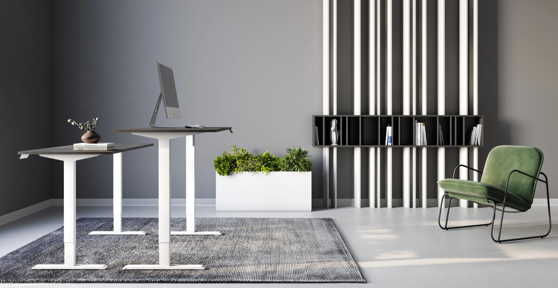 Регулируемый стол ADAPWORK SmartDesk 2 18мм 136х66 Серый бетон, Белый (106936686) с доставкой