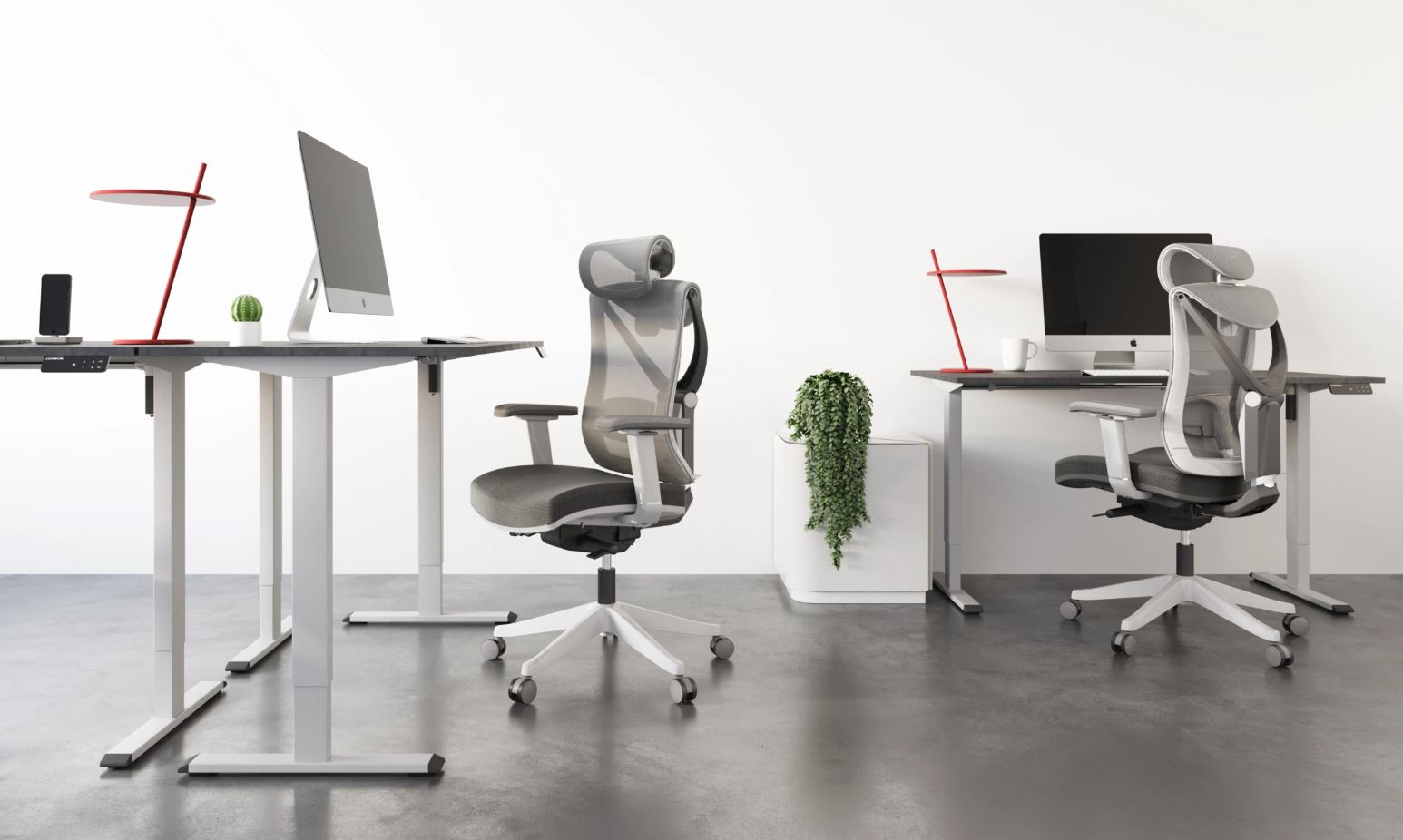 Регулируемый стол ADAPWORK SmartDesk 2 18мм 136х66 Серый бетон, Белый (106936686) в Украине