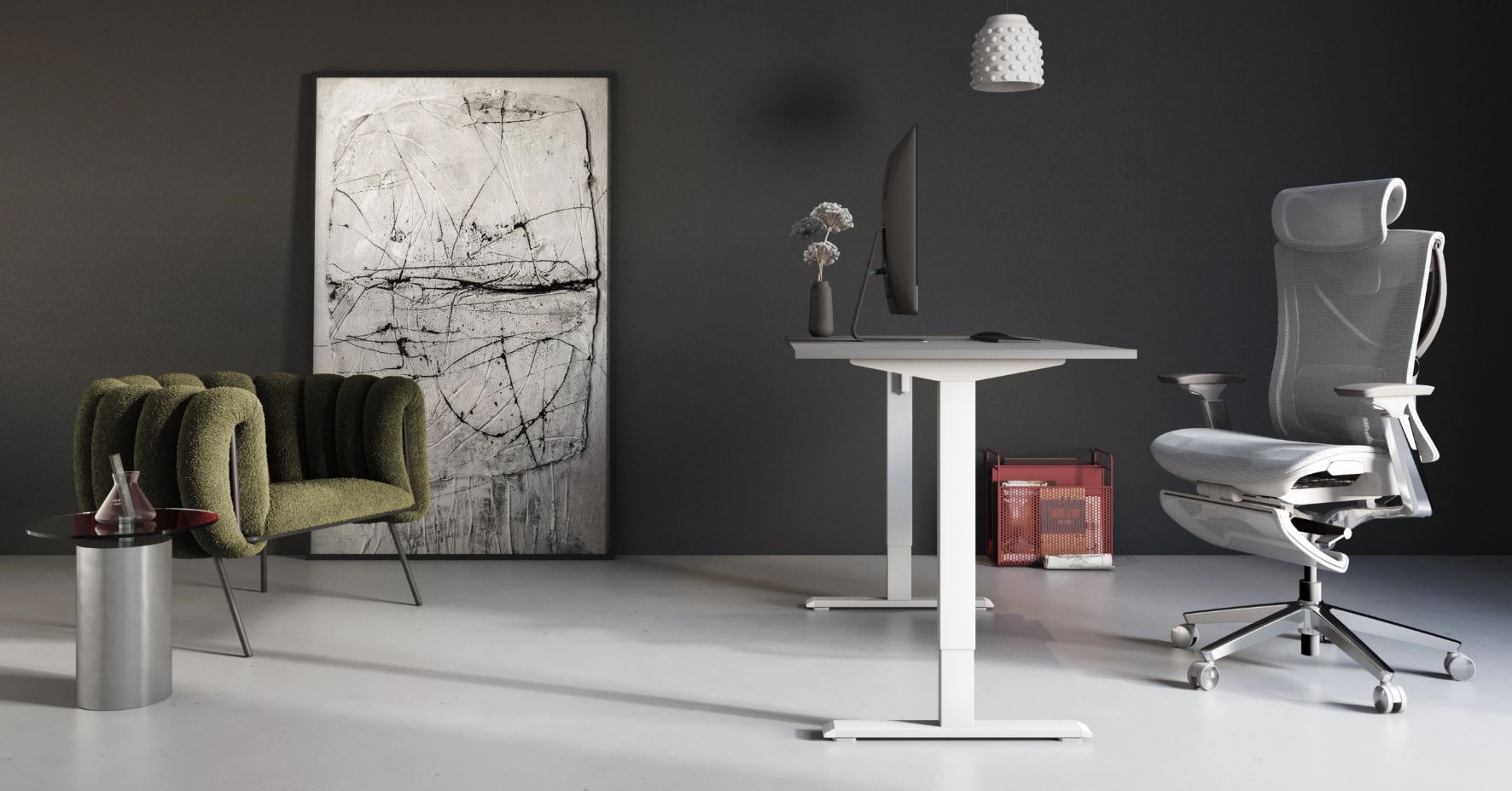 Регулируемый стол ADAPWORK SmartDesk 2 18мм 136х66 Серый бетон, Белый (106936686) в Киеве