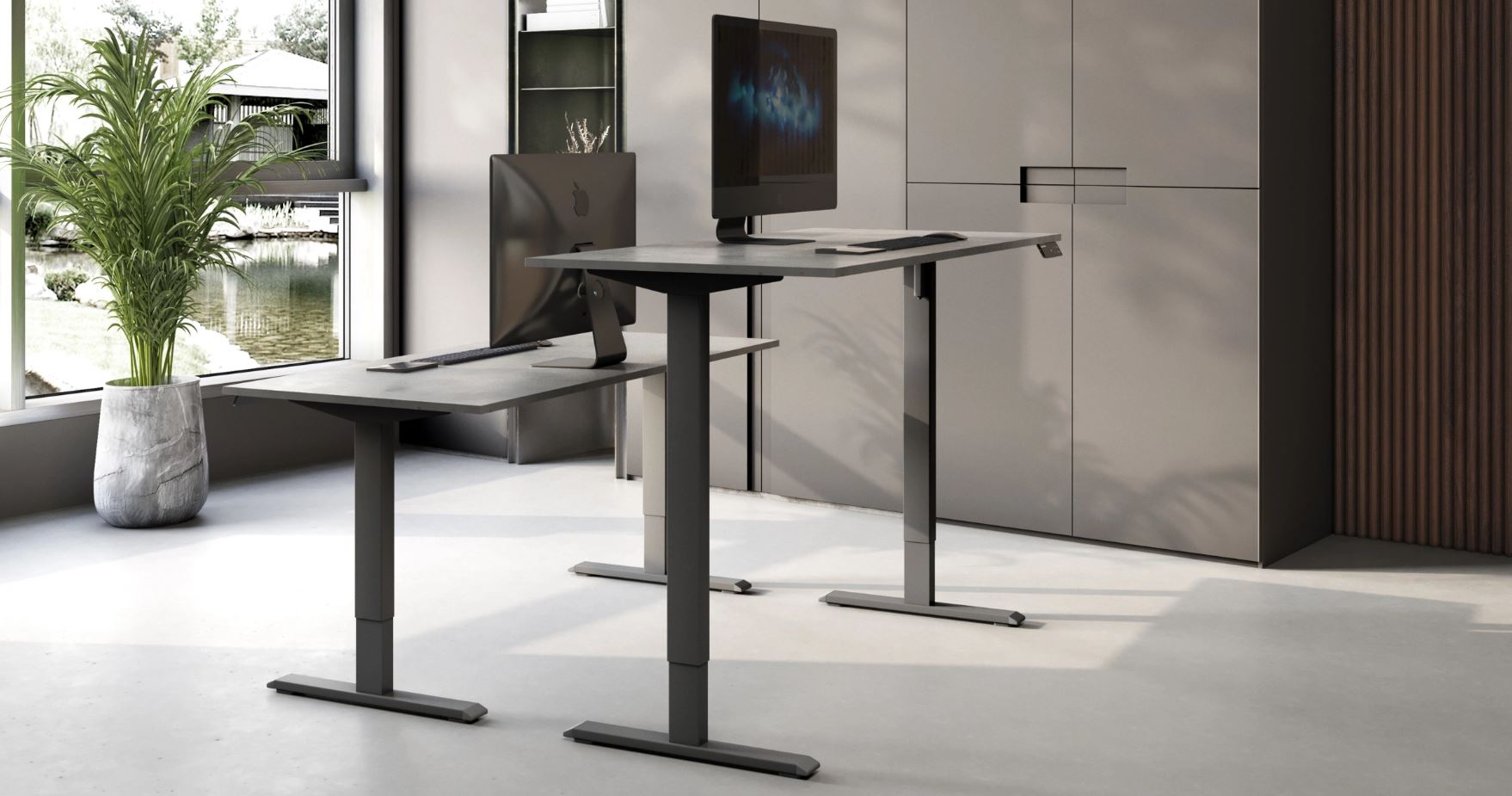 Регульований стіл ADAPWORK SmartDesk 2 18мм 136х66 Сірий бетон, Чорний (106936691) с доставкой
