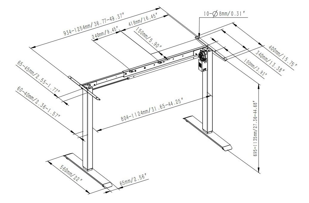 Регульований стіл ADAPWORK SmartDesk One Base 18мм 136х66 Сірий бетон, Чорний (1061470014) недорого