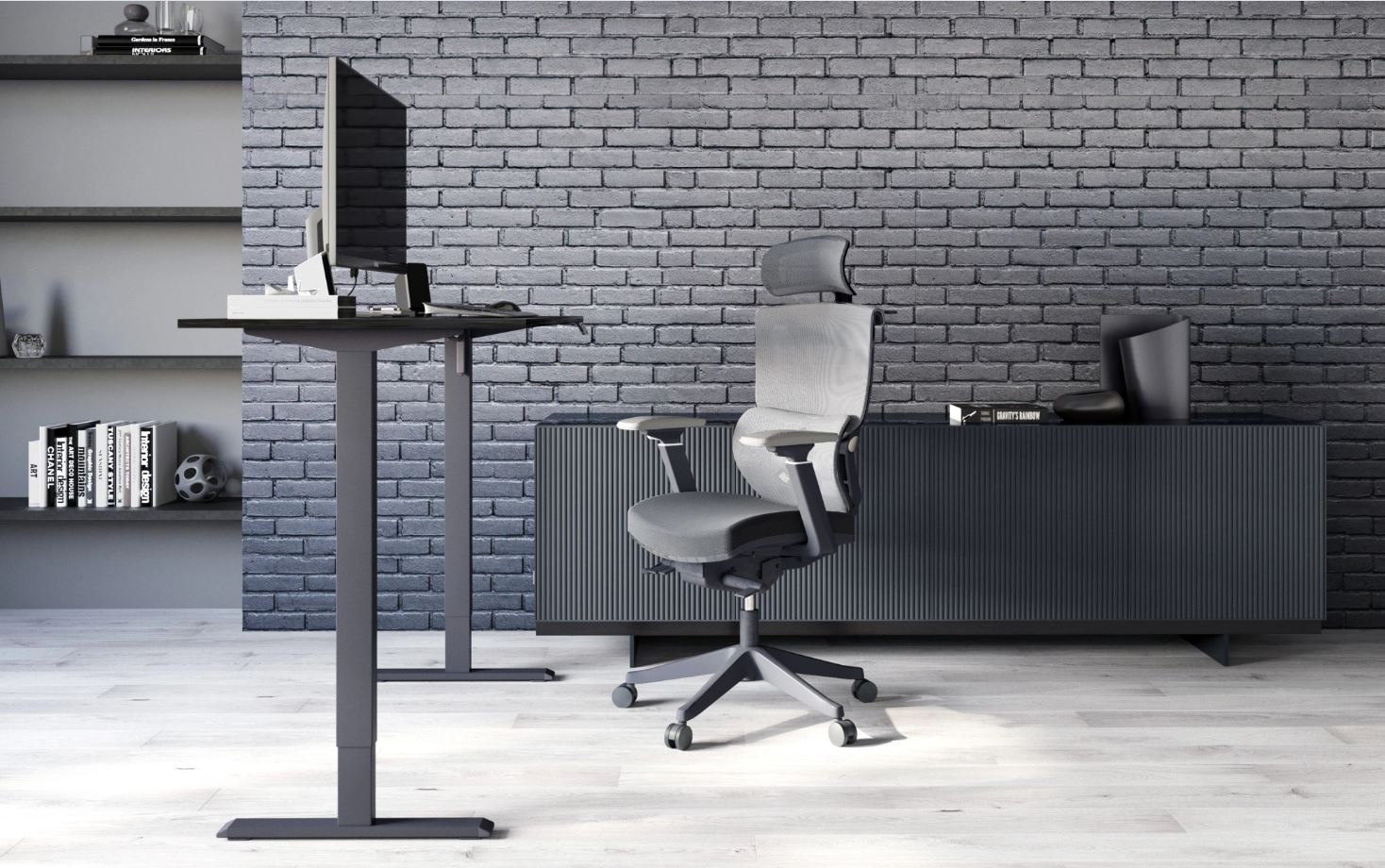 Регулируемый стол ADAPWORK SmartDesk One Base 18мм 136х66 Черный бетон, Черный (1061470015) с доставкой