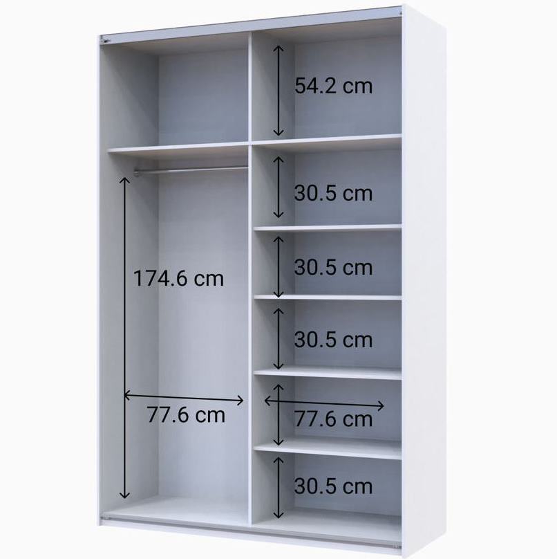 Шкаф купе G-Caiser 1 ДСП / 1 зеркало / 3 части 160х60х240 Белый, Белый (127847147) с доставкой
