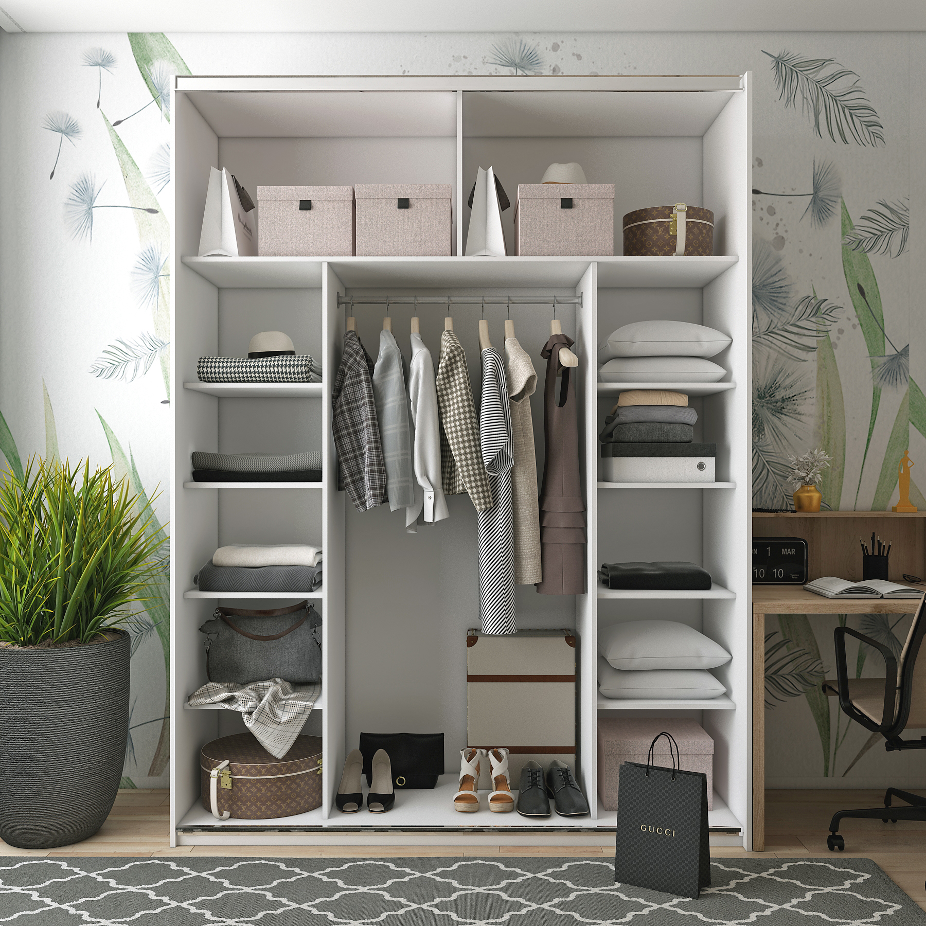 Шафа купе G-Caiser 1 ДСП / 1 дзеркало 180х60х240 Білий, Графіт (1271175568) дешево