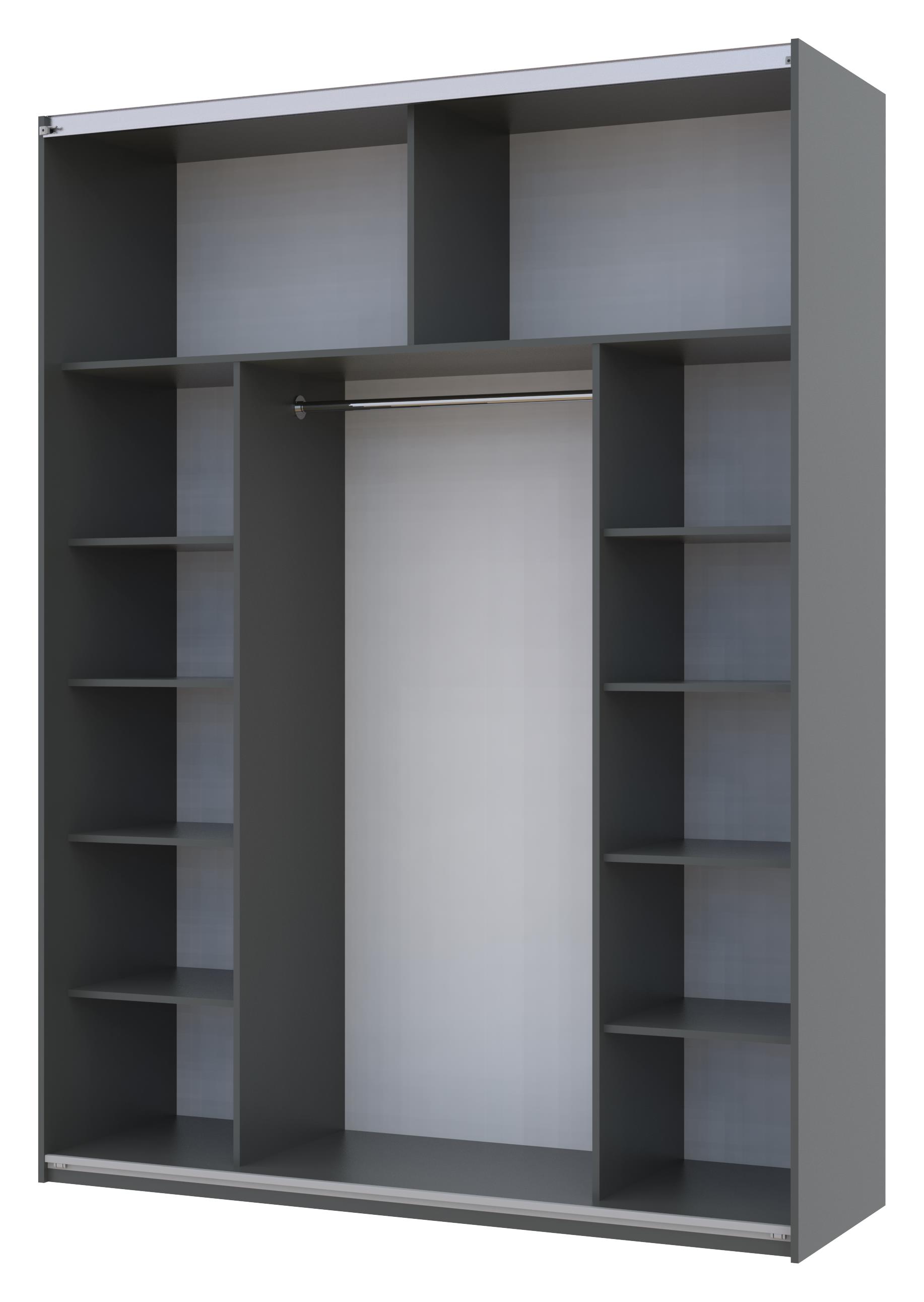 Шкаф купе G-Caiser 1 ДСП / 1 зеркало 180х60х240 Графит, Дуб Эвок (127847997) недорого
