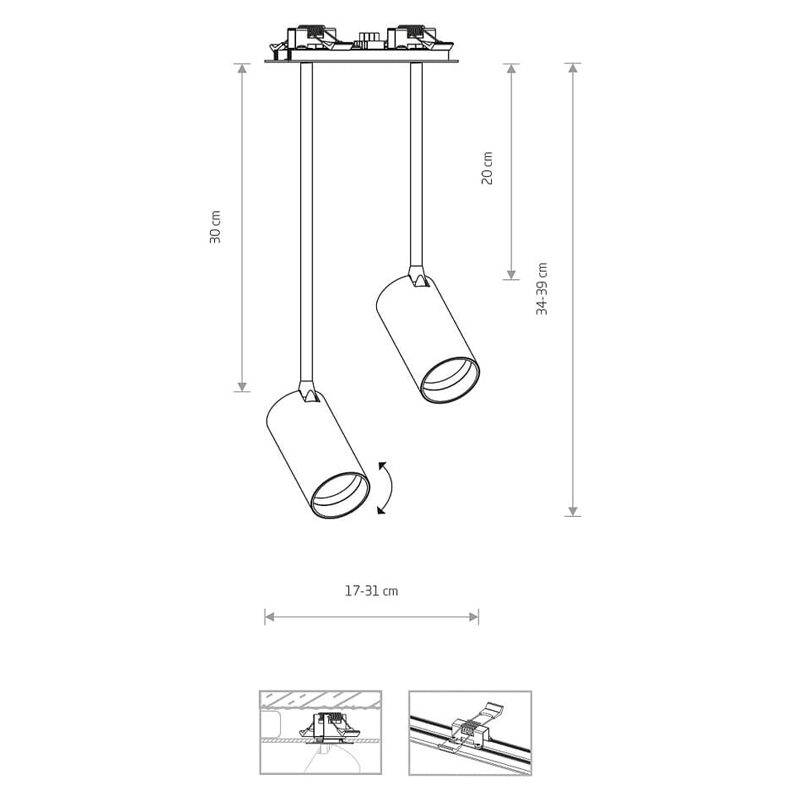Спот Mono Surface long ІІ Белый, Белый (109732079) недорого