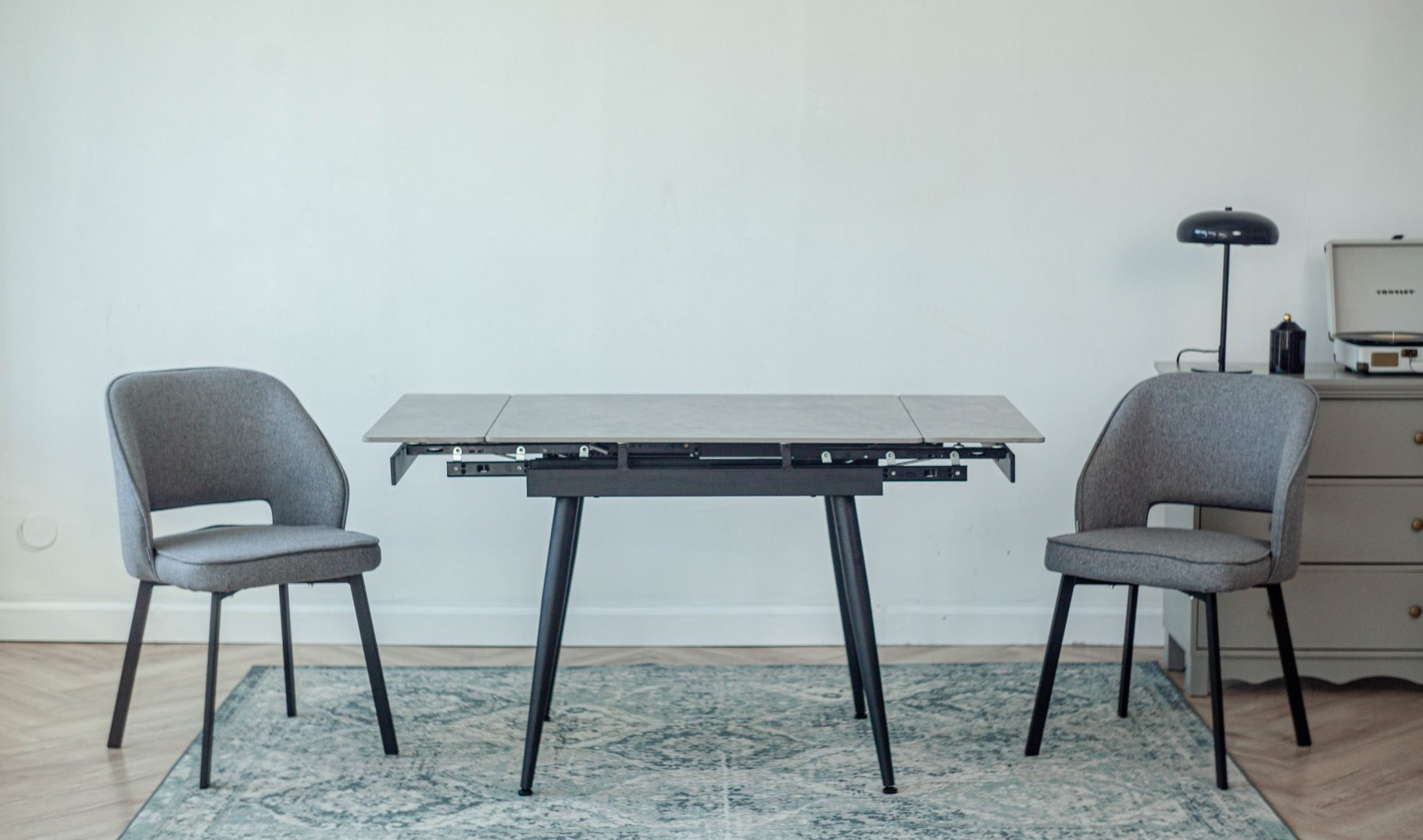 Стол Connor 90х75 Italy grey Glossy, Черный (1011489647) дешево