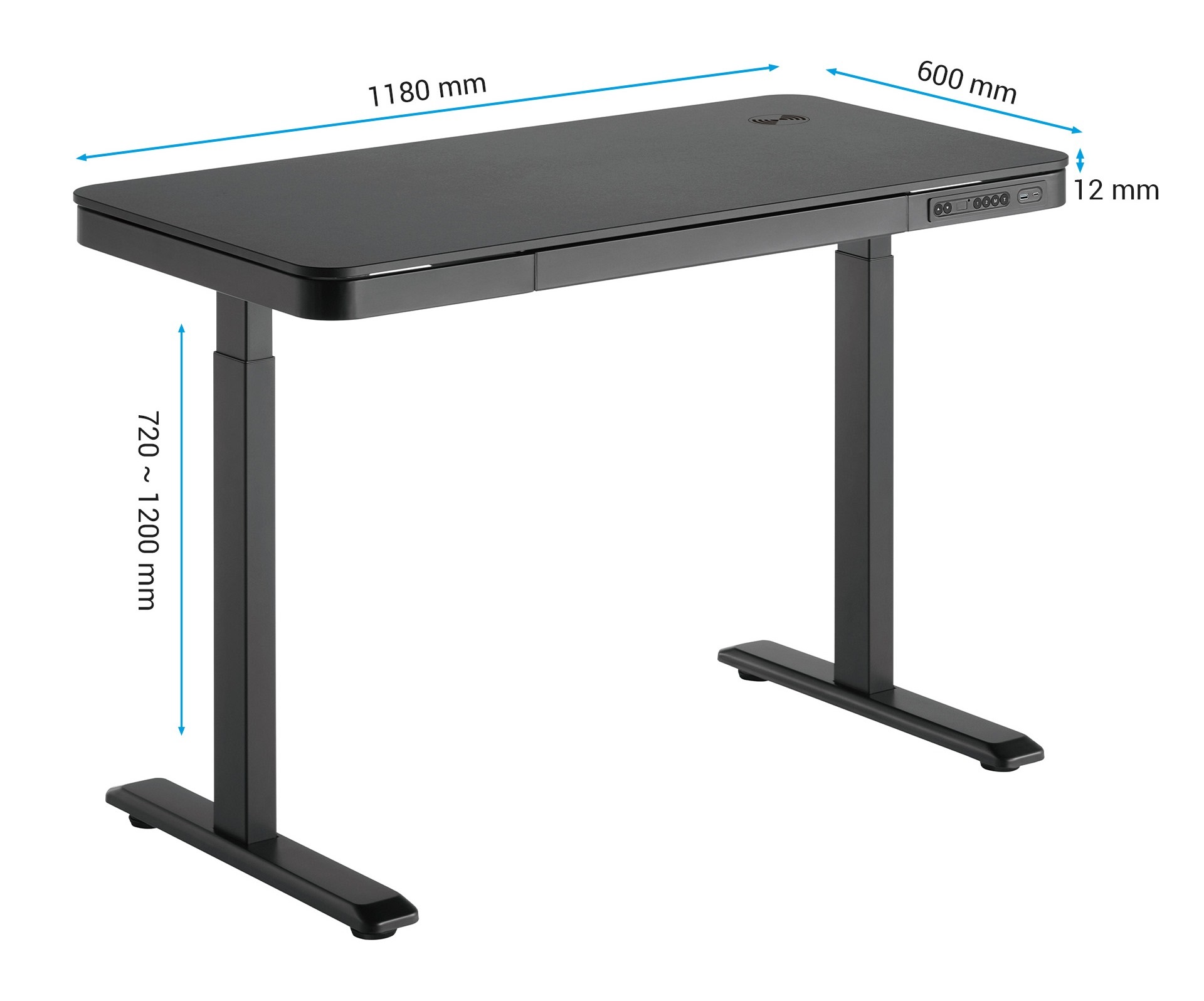 Стол OfficePro ODE111 118x60 Black, Black (1311154719) с доставкой