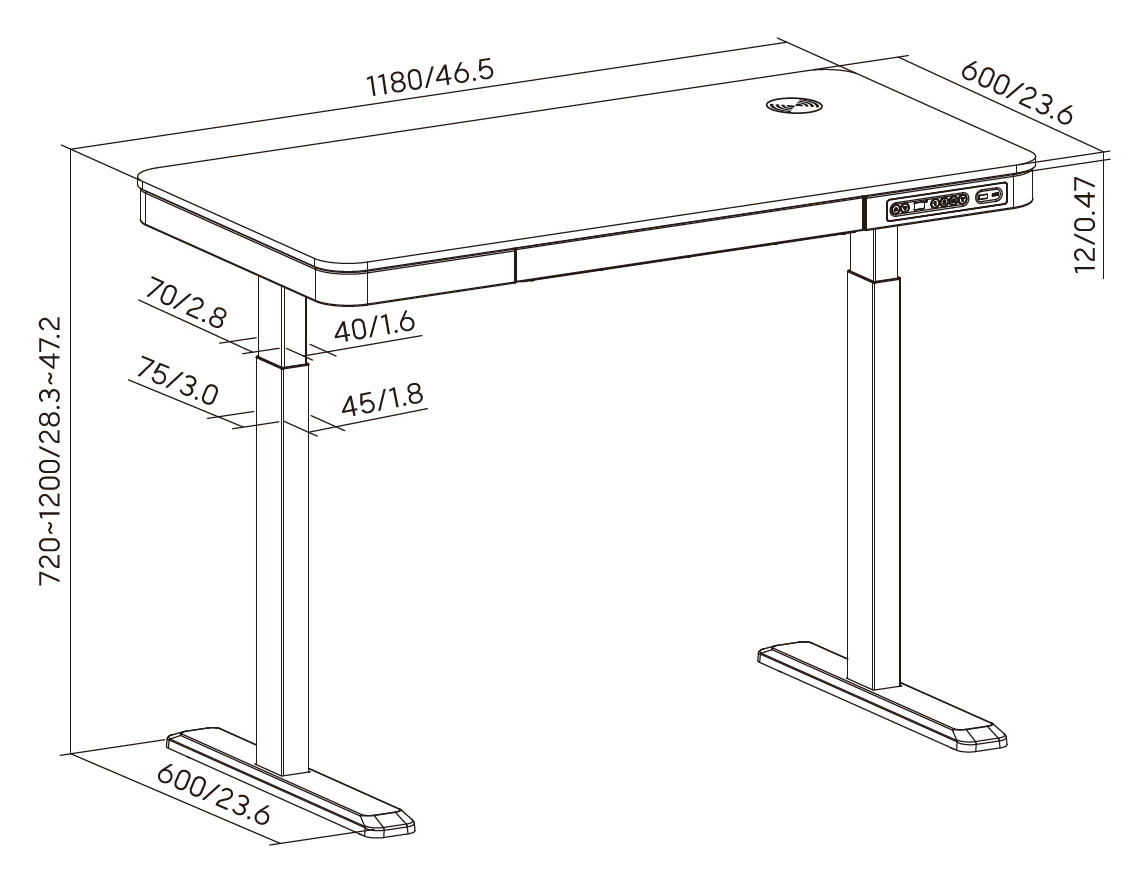 Стол OfficePro ODE111 118x60 Natural, White (1311154720) купить