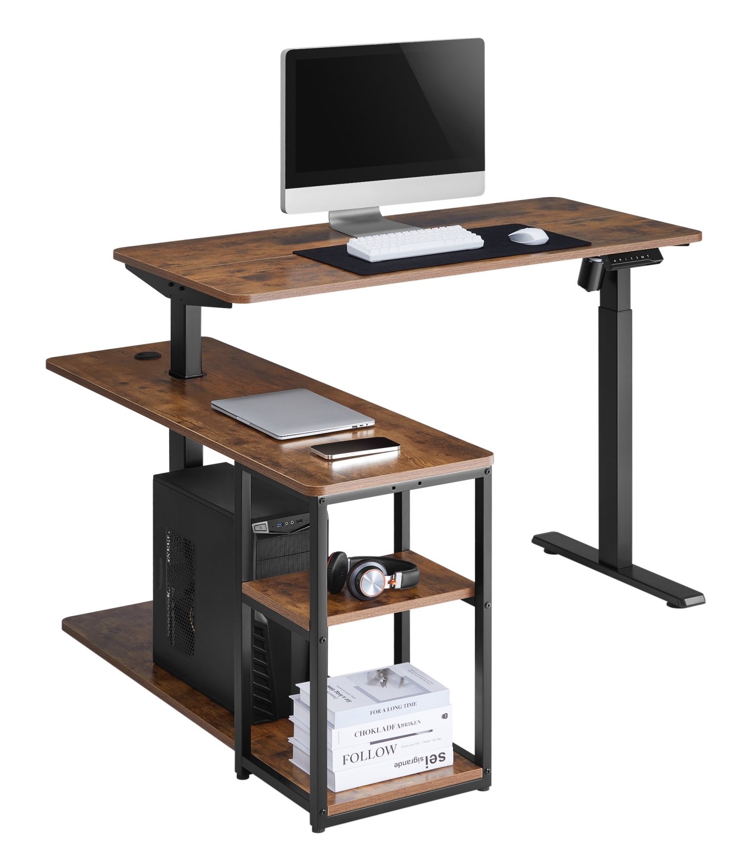Стіл OfficePro ODE119 136х120 Walnut wood, Black (1311154723) в интернет-магазине