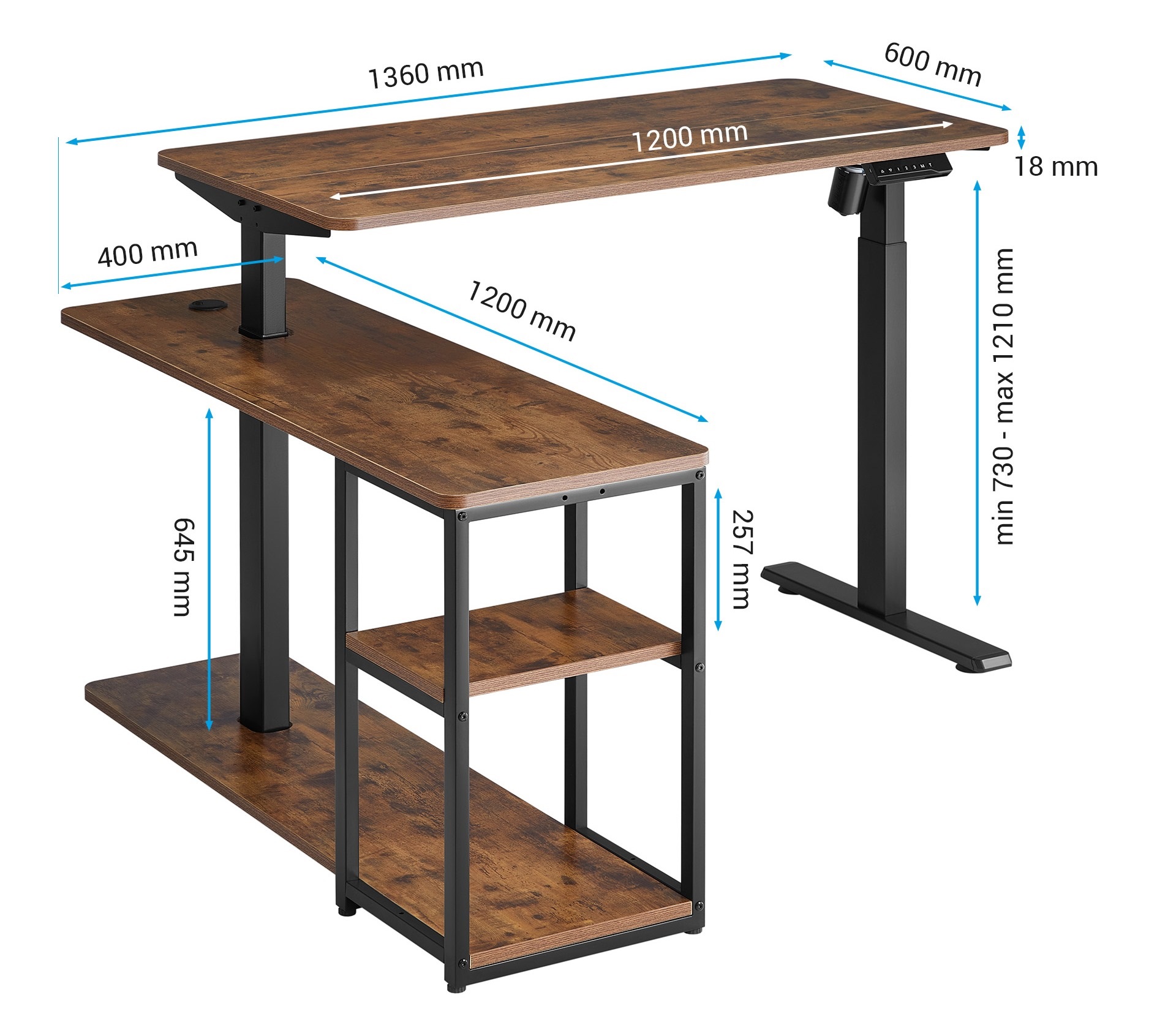 Стіл OfficePro ODE119 136х120 Walnut wood, Black (1311154723) фото