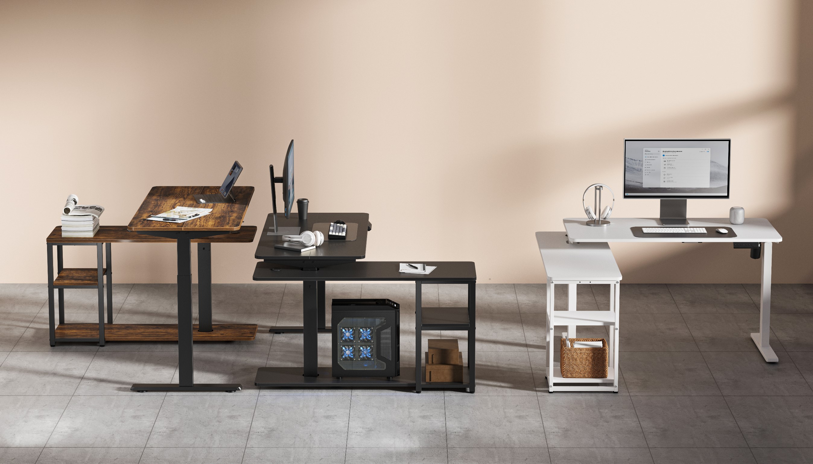 Стіл OfficePro ODE119 136х120 Walnut wood, Black (1311154723) в Украине