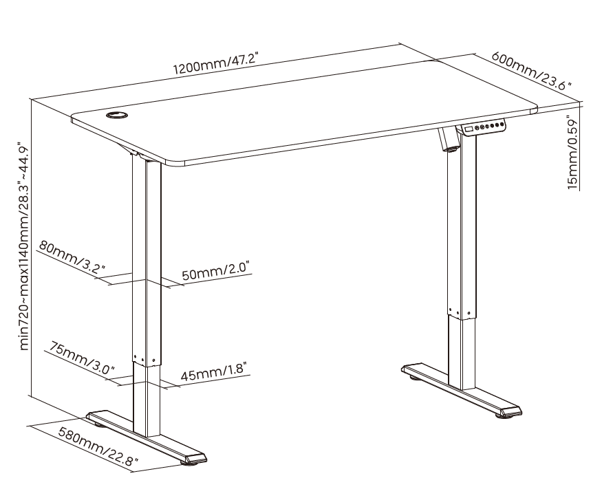 Стіл OfficePro ODE605B 120x60 Black (1311154717) фото