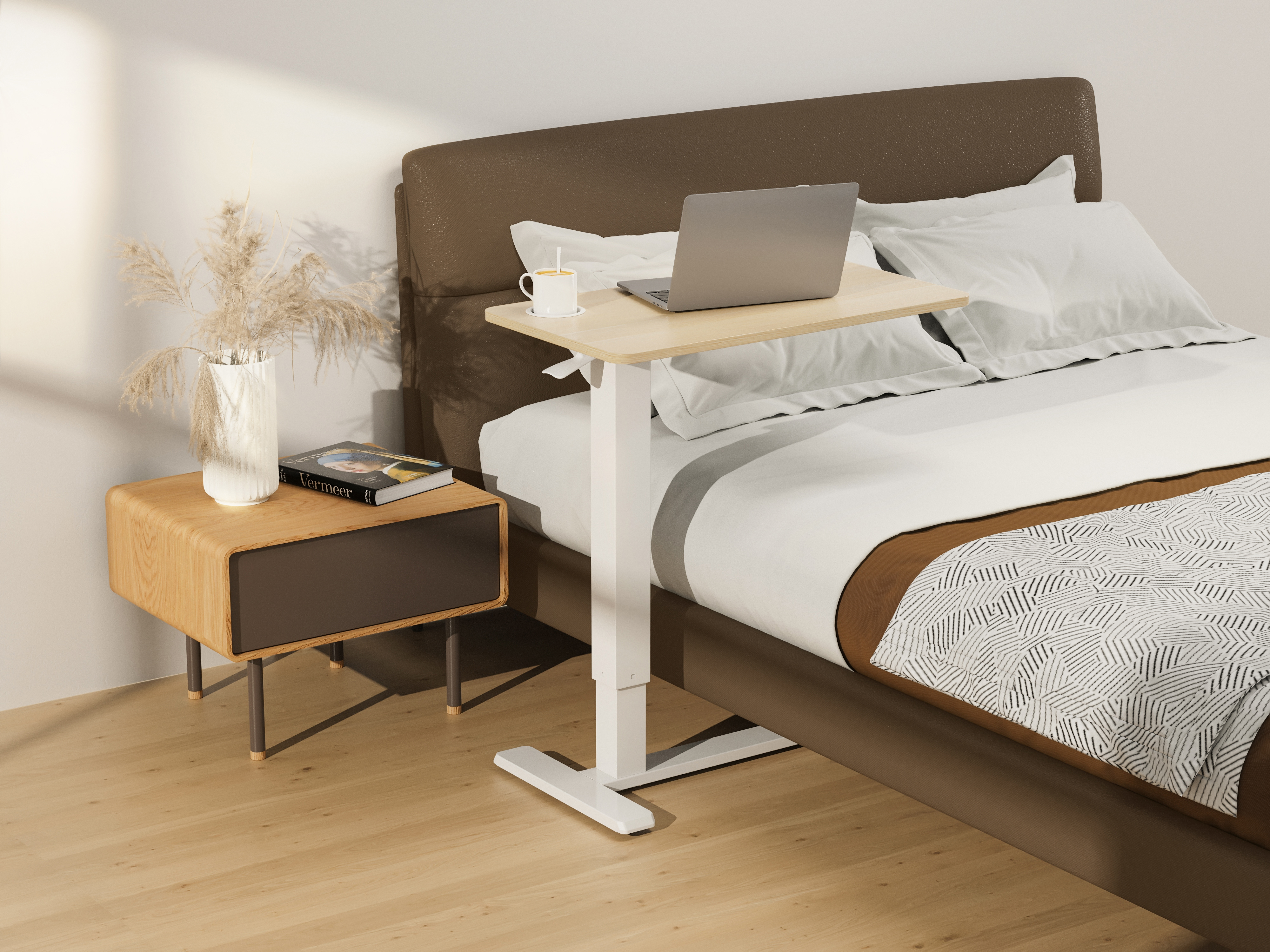 Стіл OfficePro ODM366 71x40 Light wood, White (1311033026) недорого