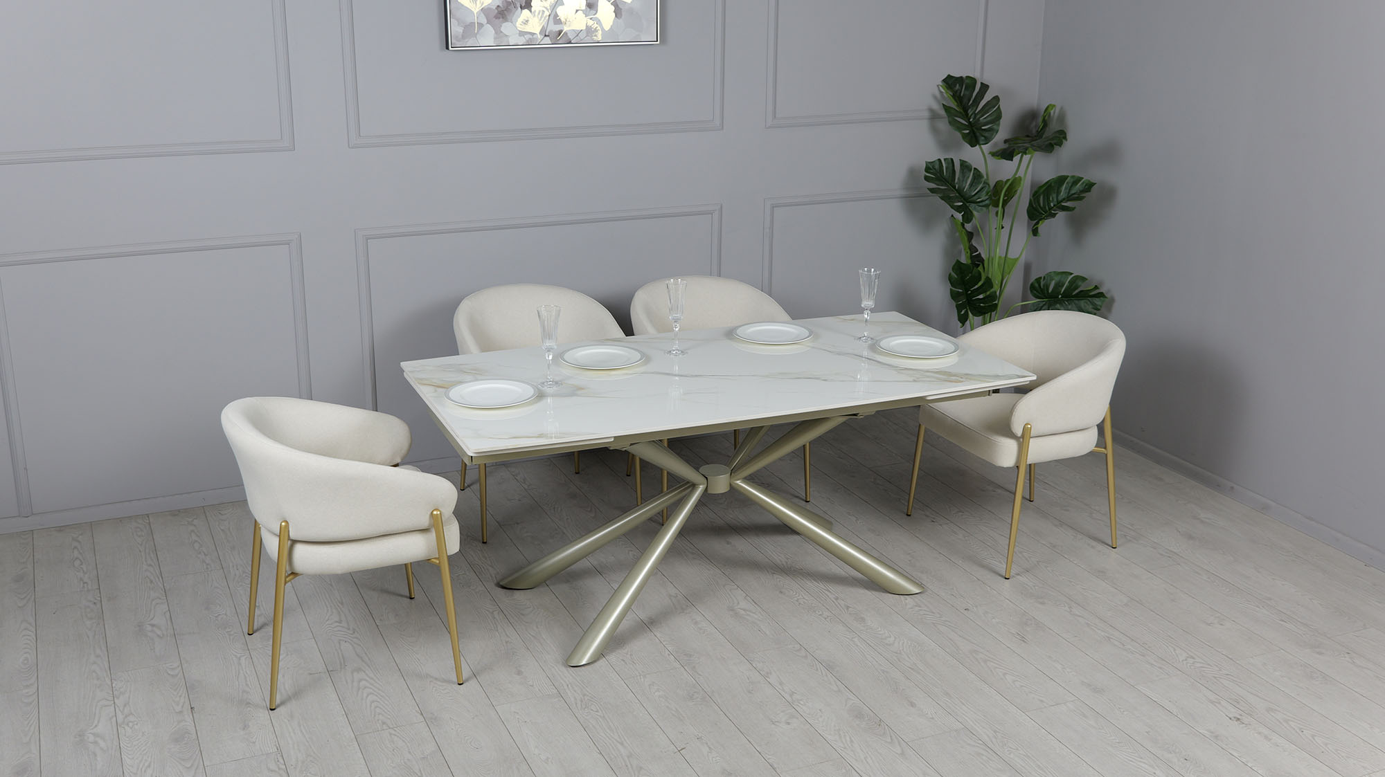 Стол Рим 180x90 Белый глянец, Шампань (731488351) с доставкой