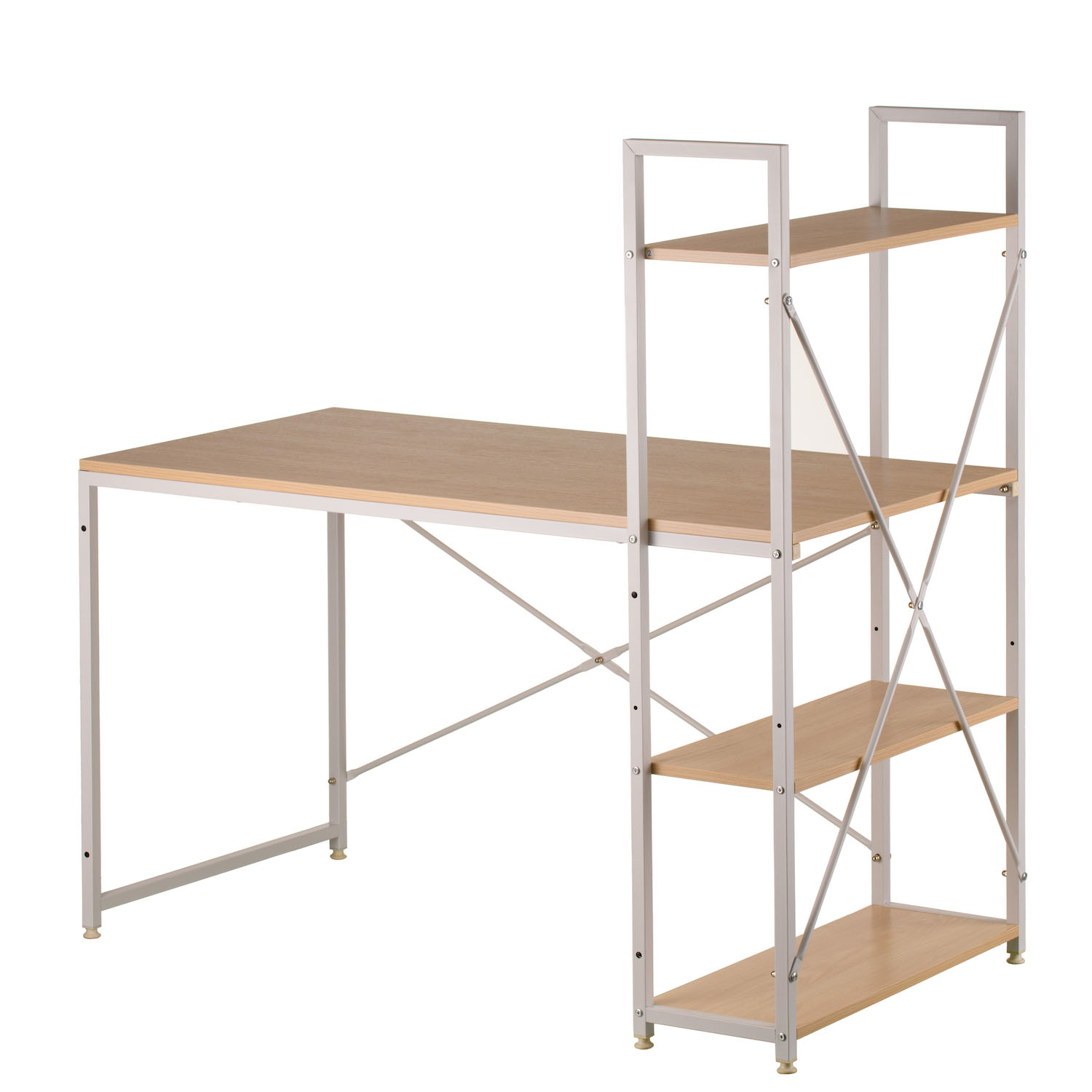 Стол с стеллажом Cross 120x60 White, Beige (26512416) дешево