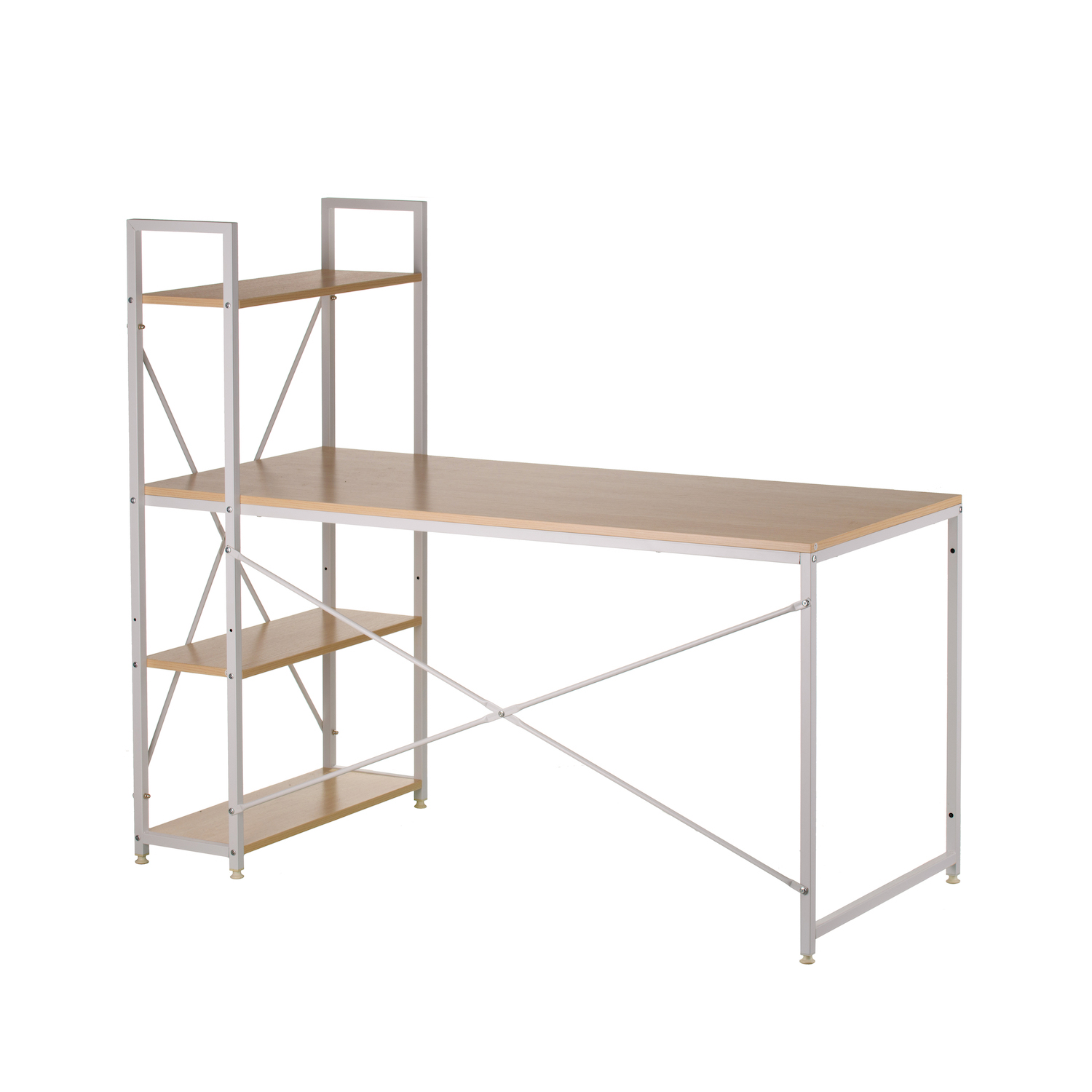 Стол с стеллажом Cross 140x60 White, Beige (26512417) недорого