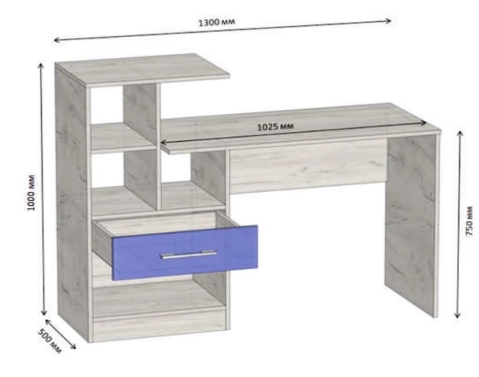 Стол СК-16 Left 130х50 Нимфея альба, Антрацитовый (1331383588) недорого