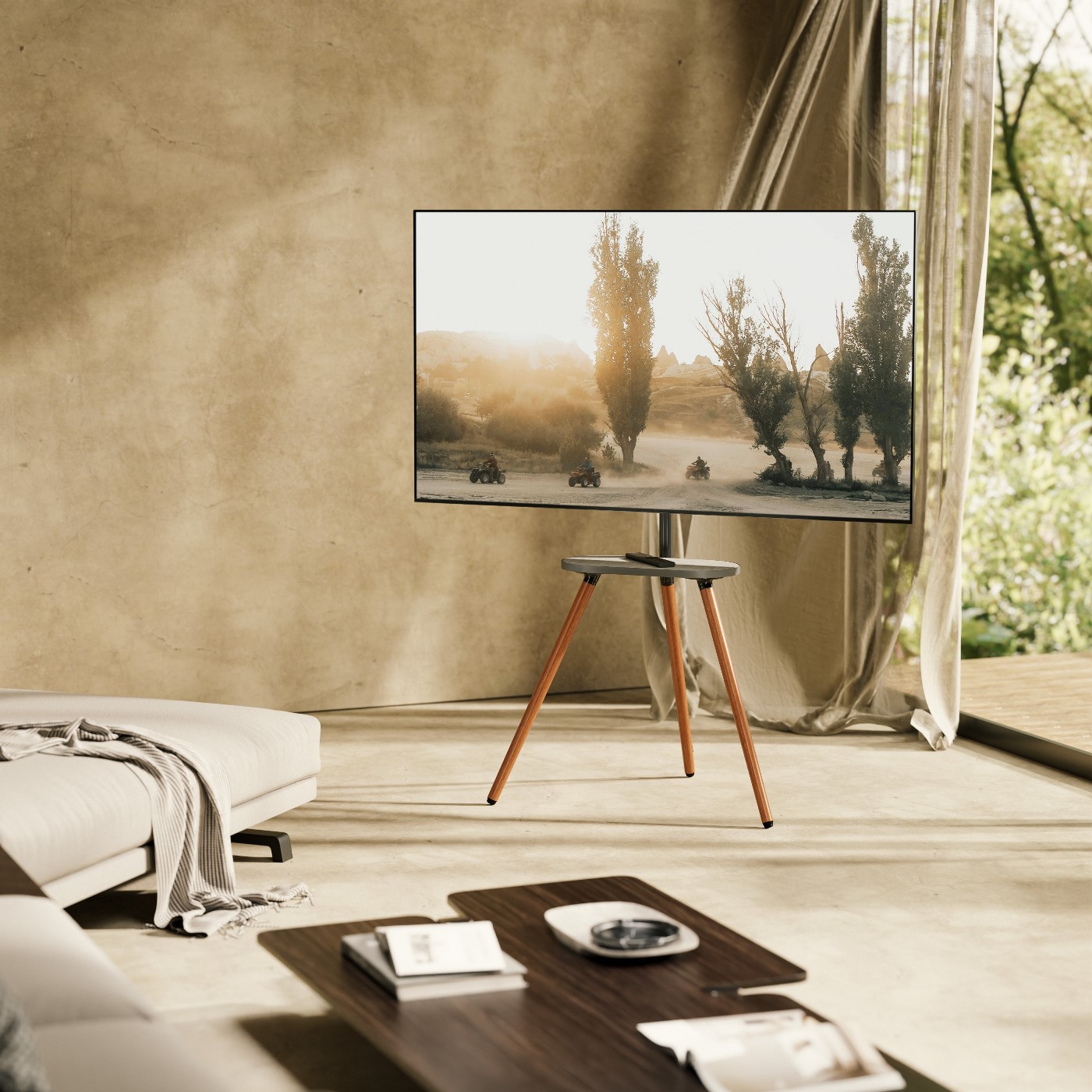 Стійка з кріпленням для телевізора OfficePro TVS226 43''-65'' Walnut wood, Black (1311470348) в интернет-магазине
