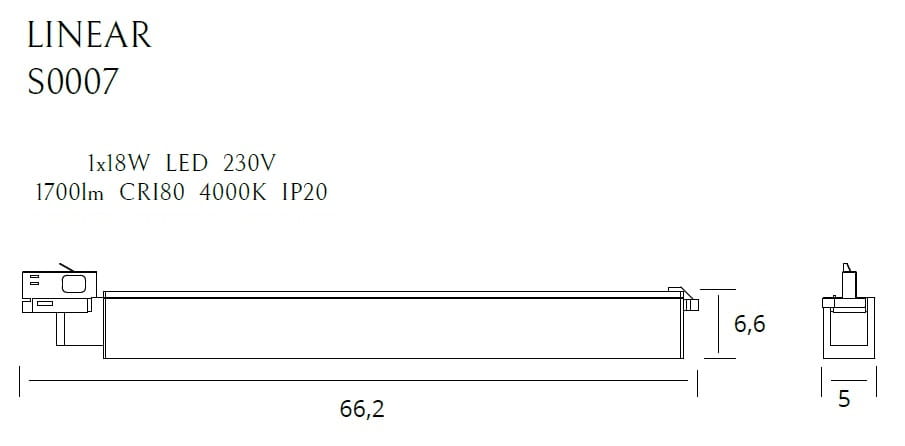 Трековый светильник Linear 18W Black (118866012) недорого