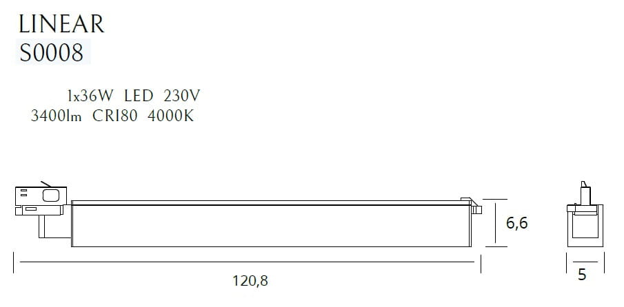 Трековый светильник Linear 36W White (118866013) недорого