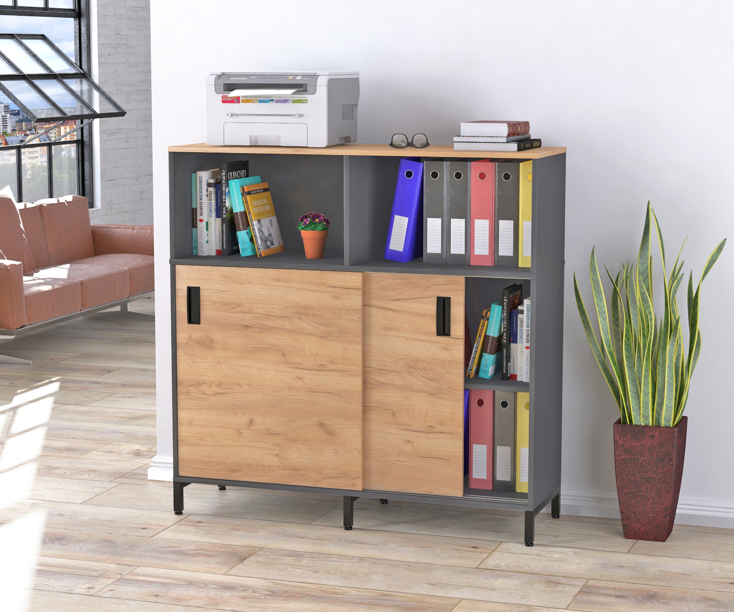 Тумба LS-120x120 Антрацит, Дуб Крафт золотой (591460297) недорого