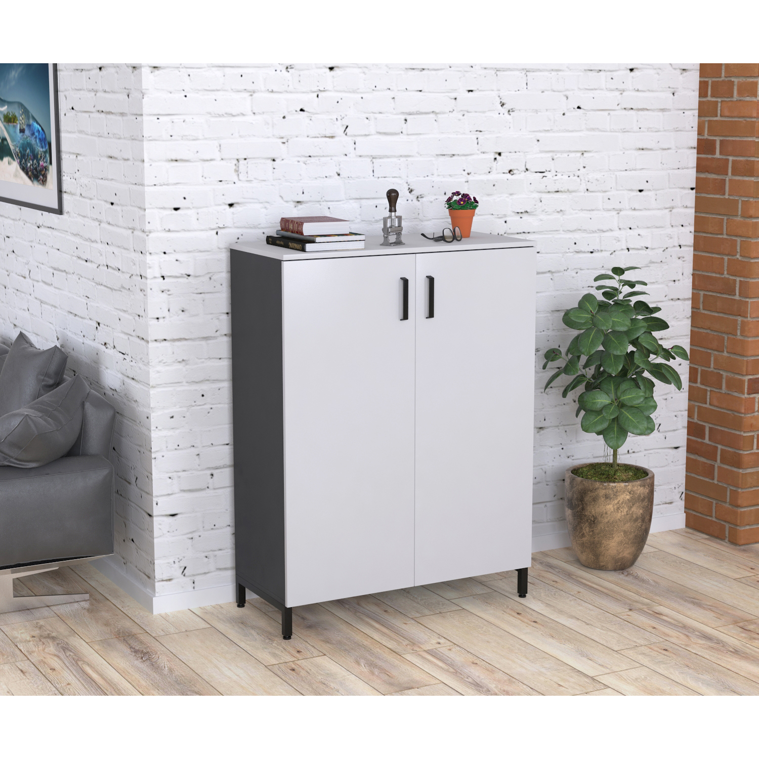 Тумба LT-90x120 Антрацит, Білий (59732158) недорого